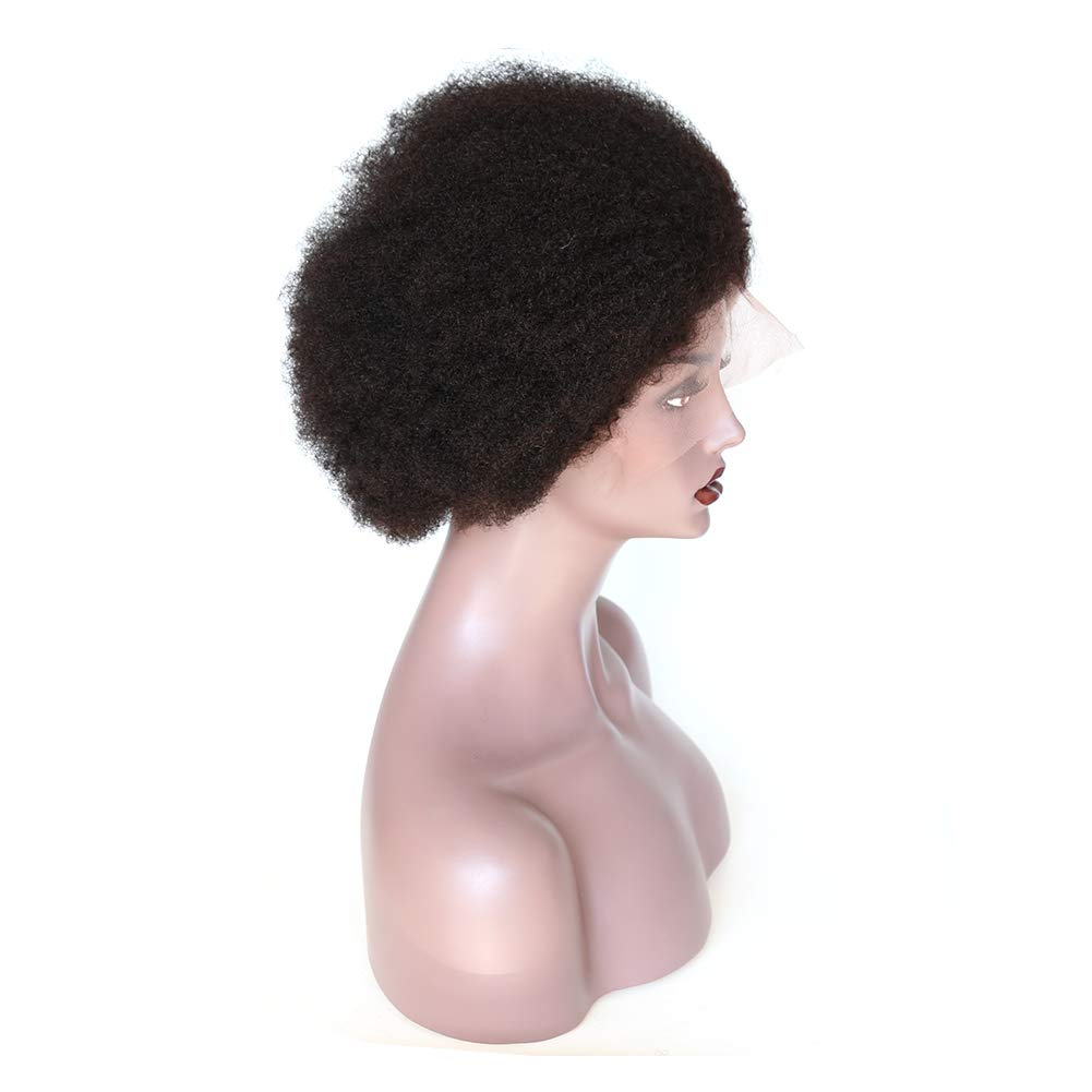 10inch Afro Kinky Curly Human Hair Wig for Black Women - Brazilian Virgin Hair with Bleached Knots & Baby Hair | Natural Short Lace Front Wig for Daily Wear, Parties & Special Occasions