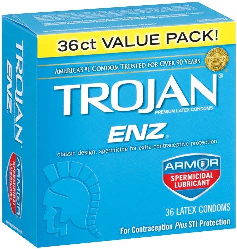 Trojan Enz Spermicidal Condoms - 36 Count (2 Boxes) | Ultra Thin, Lubricated for Enhanced Pleasure | Perfect for Safe Intimacy & Protection
