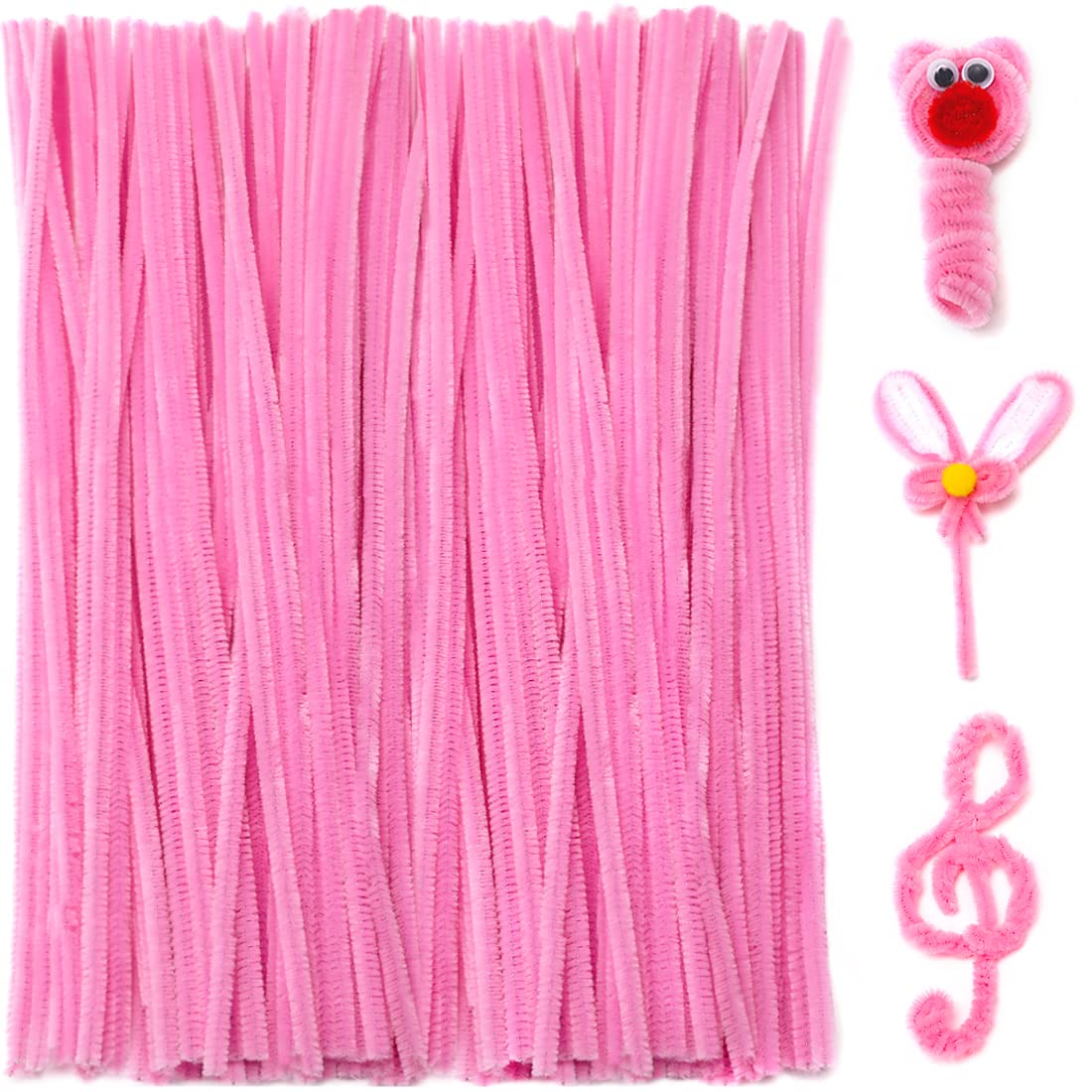 Praisebank 200pcs 12-inch Pink Pipe Cleaners for DIY Crafts, Floral Arrangements, Kids Art Projects & STEM Activities - Chenille Stems for Creative Decorations