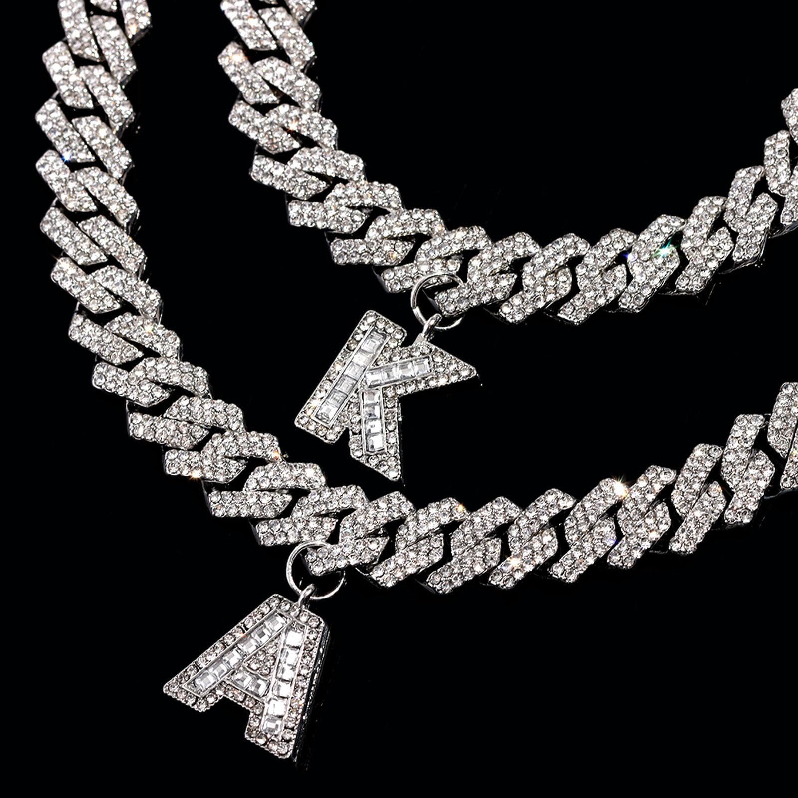 MESKEL Bling Baguette Letter Anklet Bracelet for Women - 14MM Ankle Chain Jewelry | Punk Hip Hop Style | Perfect for Parties, Concerts & Everyday Fashion