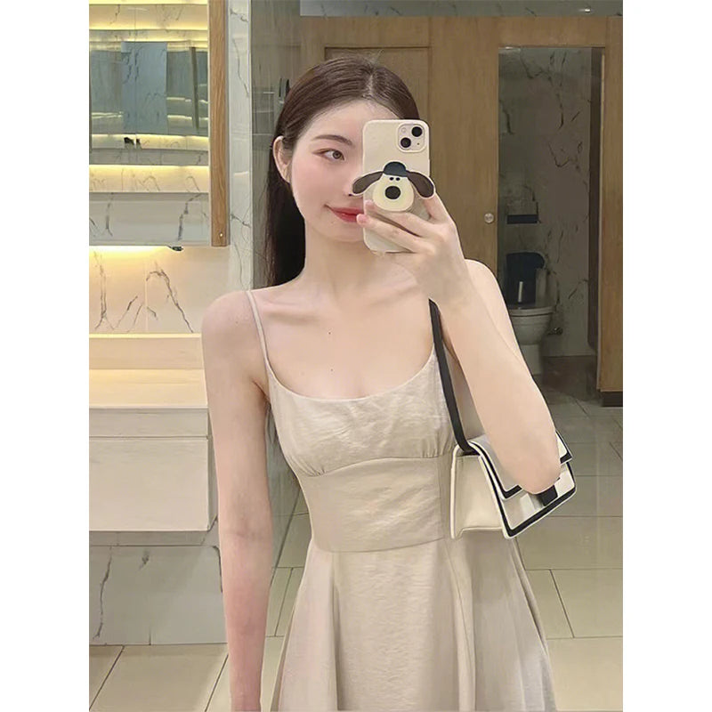 Backless Strapless Women's Maxi Dress - Summer Solid Color Square Neck Slim Waist Elegant Fashion Dress for Women | Perfect for Beach Vacations, Evening Parties & Special Occasions