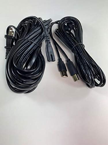 UL Listed OMNIHIL 30FT AC Power Cord with 15FT USB-B Cable for Canon PIXMA TS8320 Printer - Perfect for Home Office & Remote Printing Setup