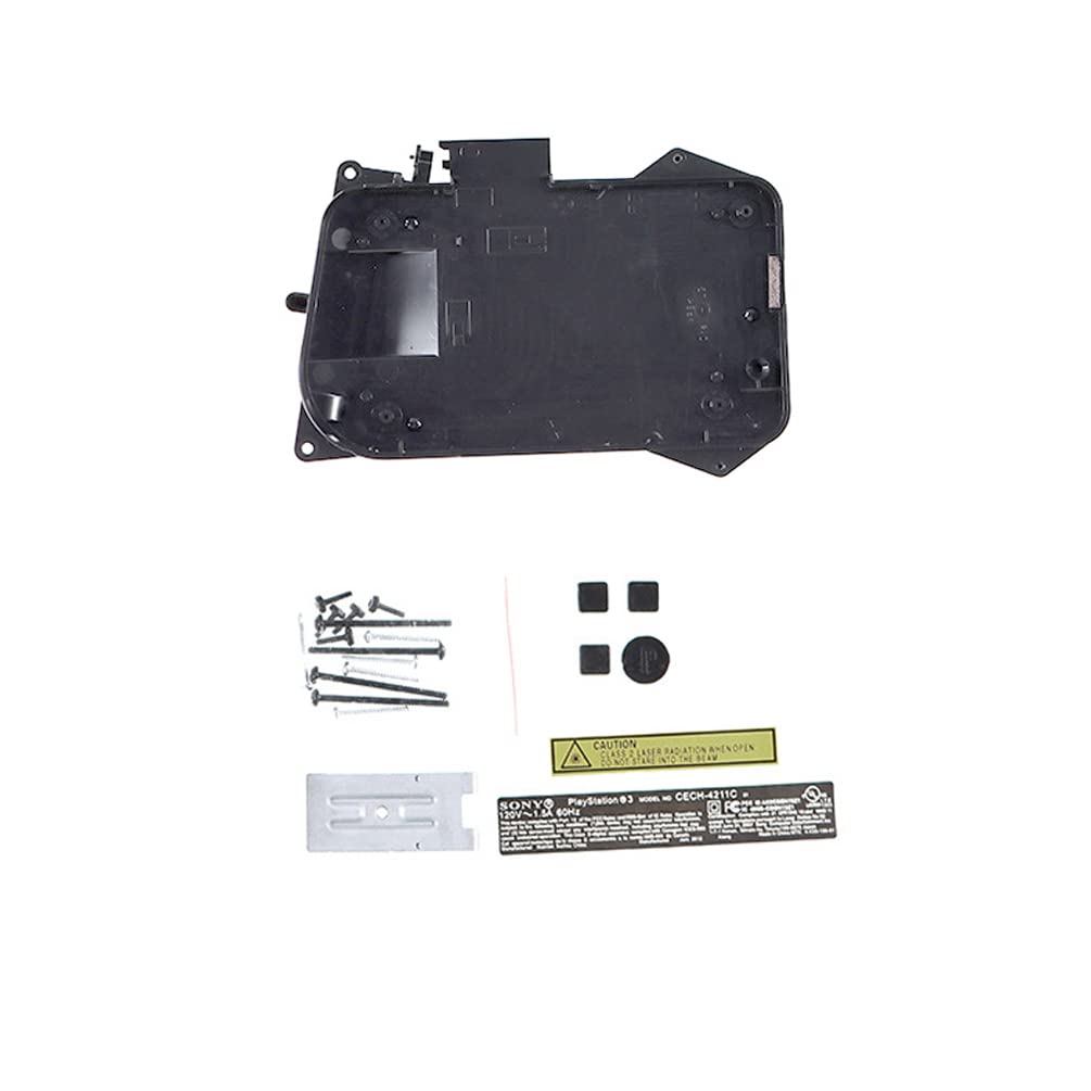 Original PS3 Playstation 3 Super Slim 4000/4012 Full Housing Shell Replacement Kit - Black Faceplate Cover with Screws & Bars | Compatible with 4K Gaming & Console Repair
