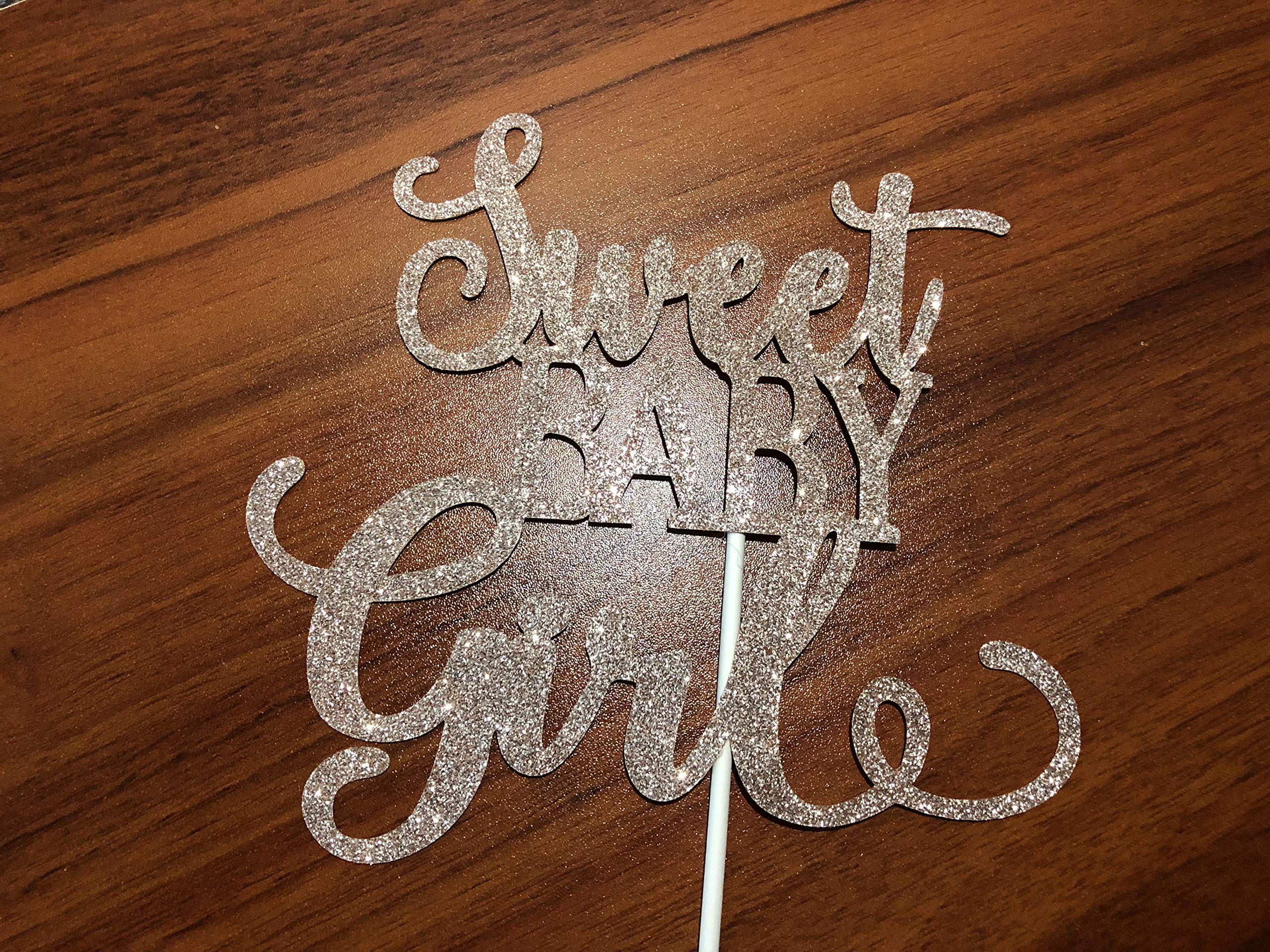 Rose Gold Glitter Baby Girl Cake Topper - Sweet 