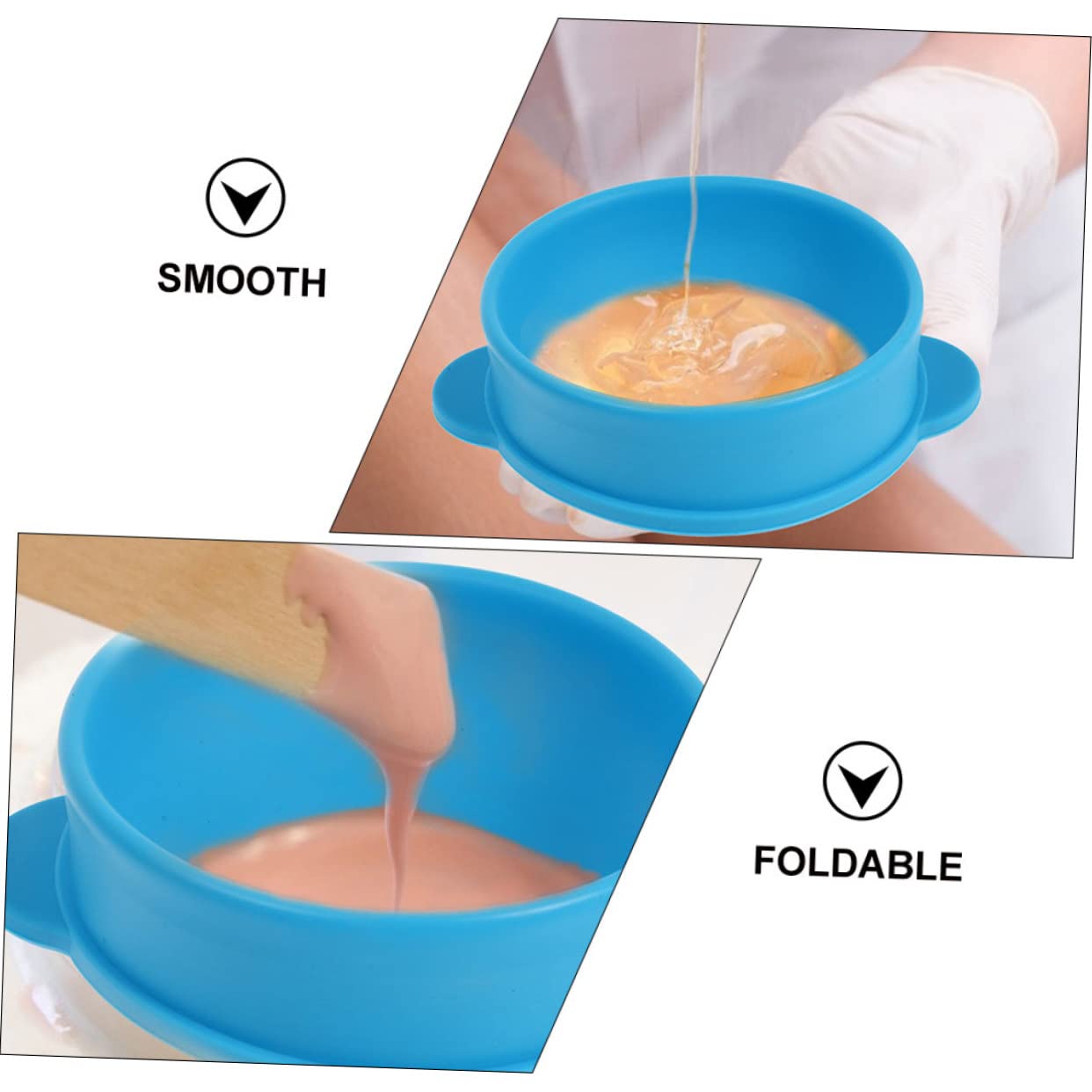 NUOBESTY 2 Pack Foldable Wax Melting Bowls - Reusable Hair Removal Wax Warmer Containers for DIY Waxing at Home | Perfect for Eyebrow, Leg & Bikini Waxing
