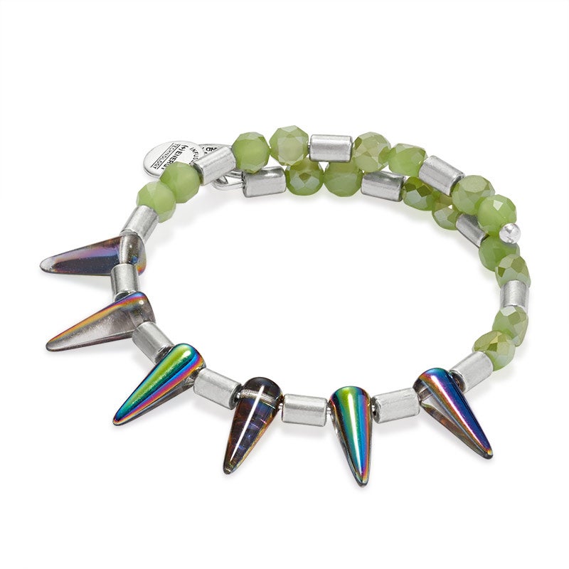 Green Spiked Wrap Bracelet - Stylish Punk Rock Accessory for Women & Men | Perfect for Concerts, Festivals & Gothic Fashion