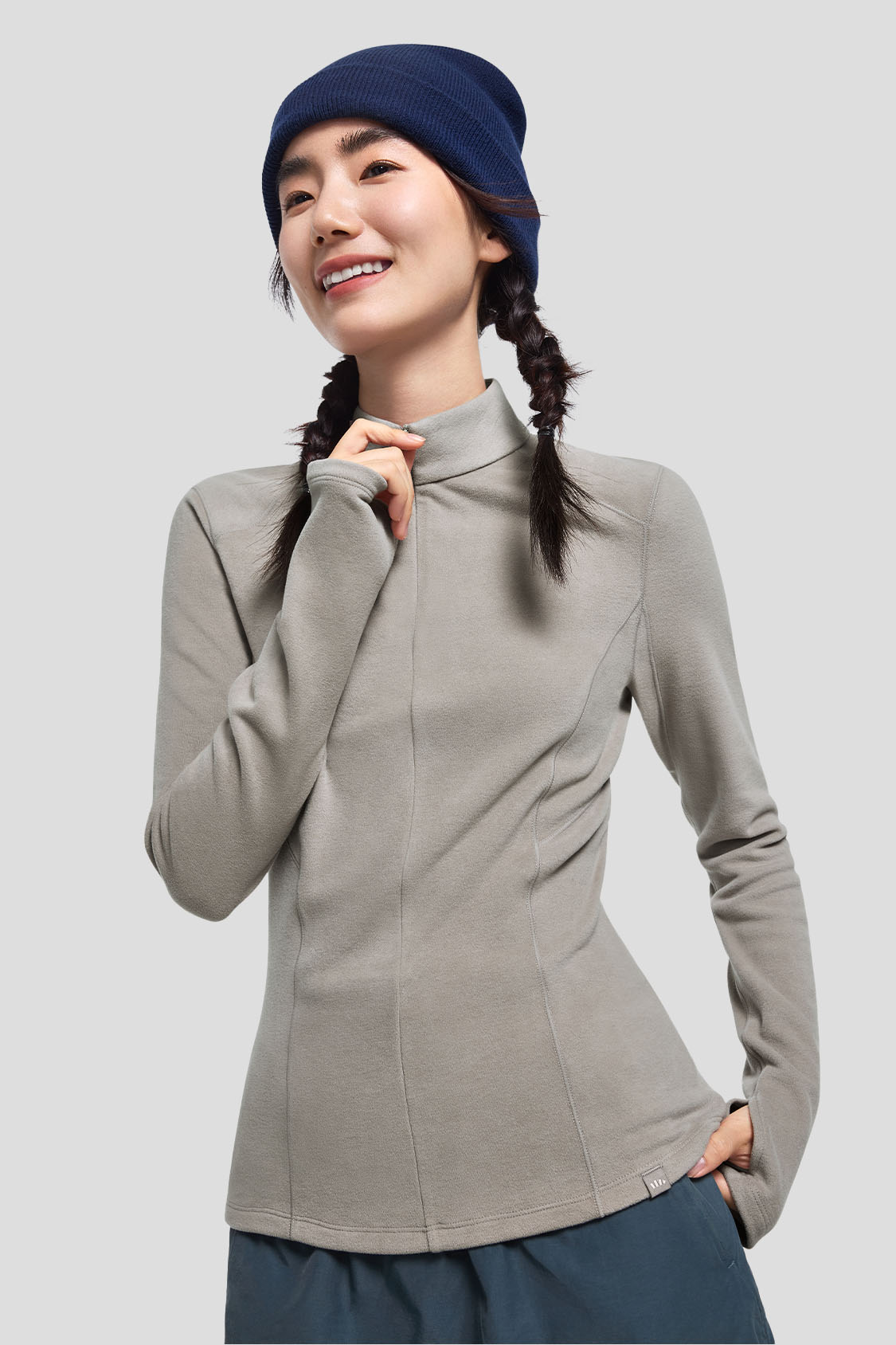Women's Slim Fit Fleece Zip-Up Jacket - Mid Warmth Half Zip Top for Outdoor Hiking & Casual Wear