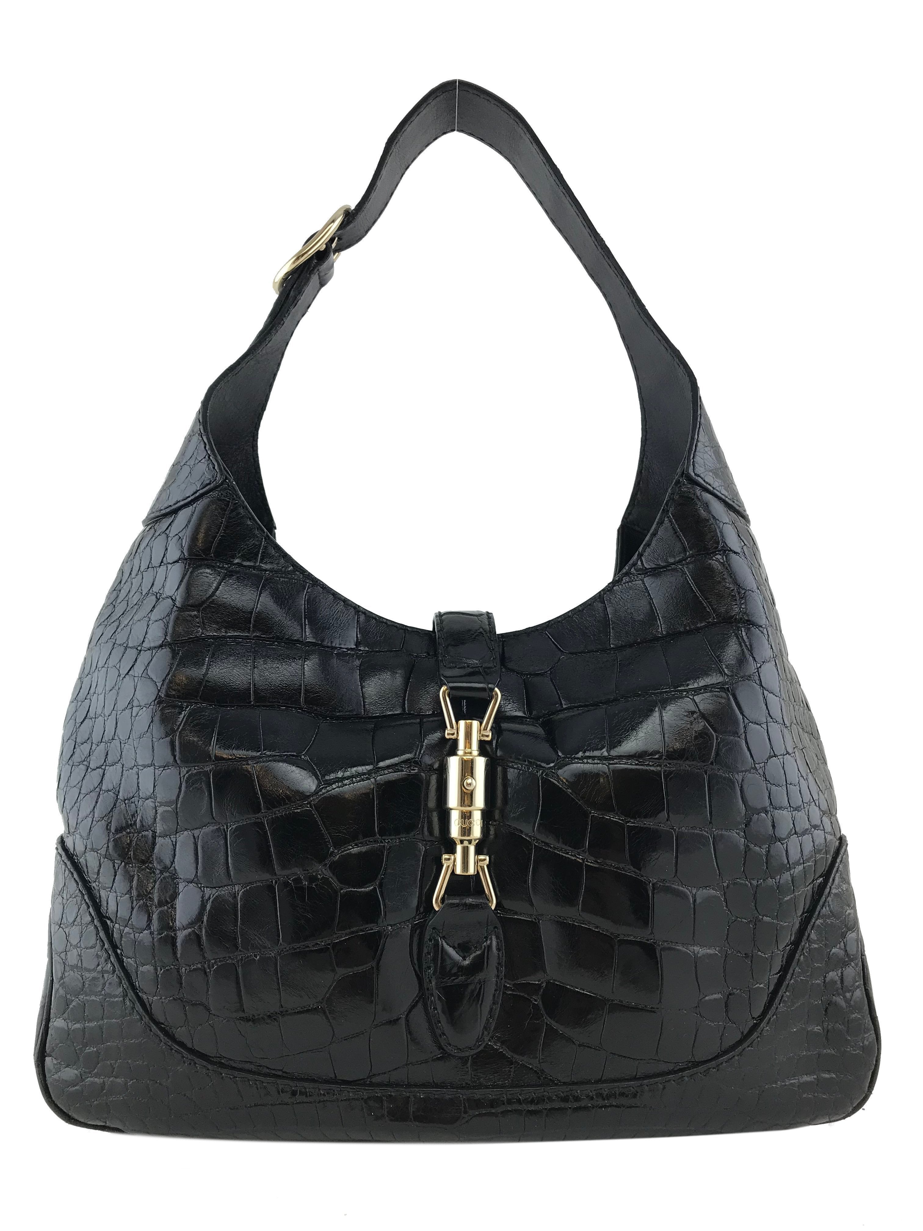 Gucci Jackie O Crocodile Leather Hobo Handbag for Women - Luxury Designer Tote for Work, Travel & Everyday Use