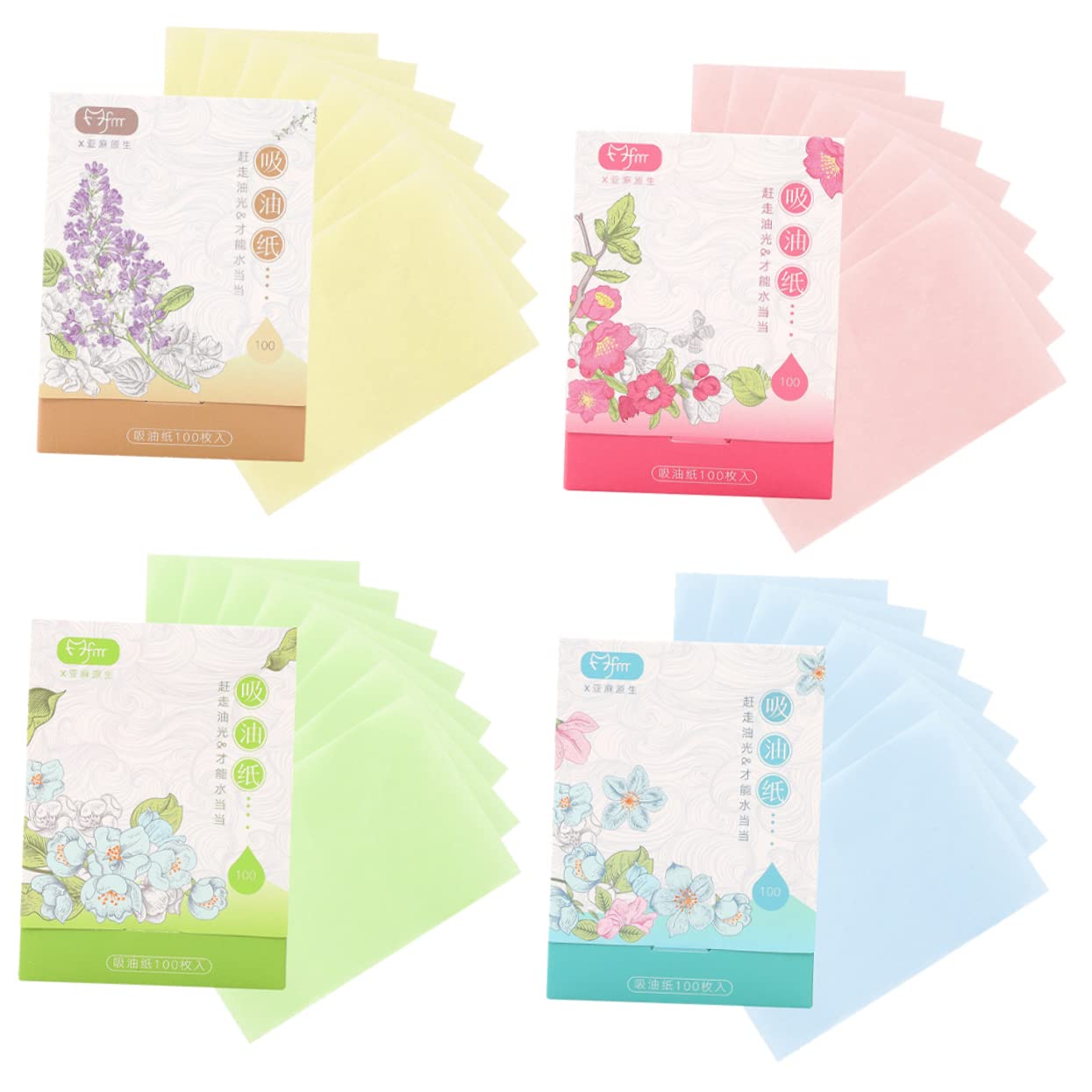 FRCOLOR 4-Pack Oil Absorbing Blotting Paper Sheets - Natural Makeup & Skin Care Accessories for Oily Skin - Facial Oil Control Wipes for On-the-Go Shine Removal - Perfect for Gym, Office & Travel