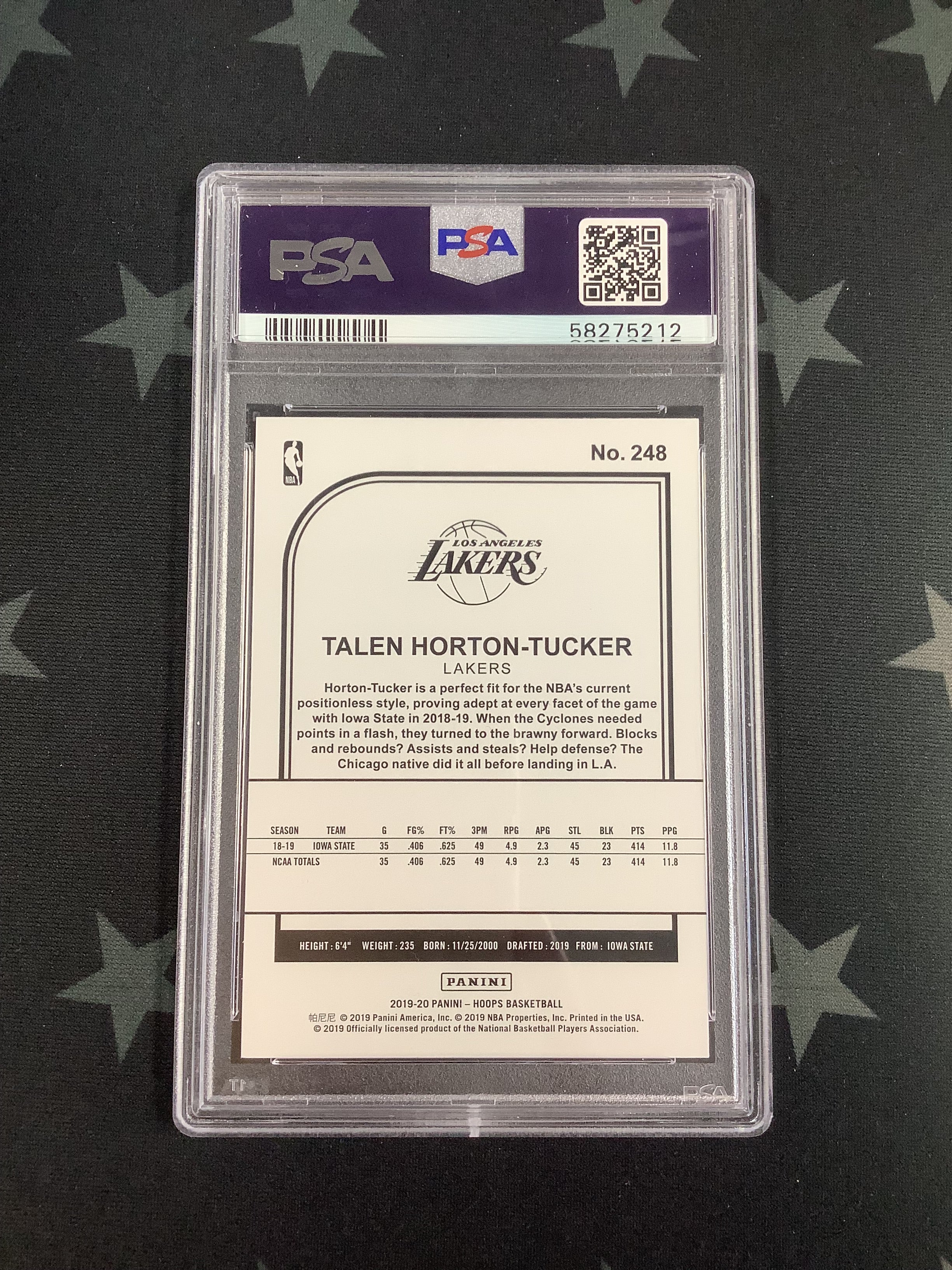 2019 Panini Hoops Basketball Card #248 Talen Horton-Tucker PSA GEM MT 10 - Rookie Card, Collectible Sports Memorabilia for NBA Fans and Card Collectors - Perfect for Display, Investment, and Trading