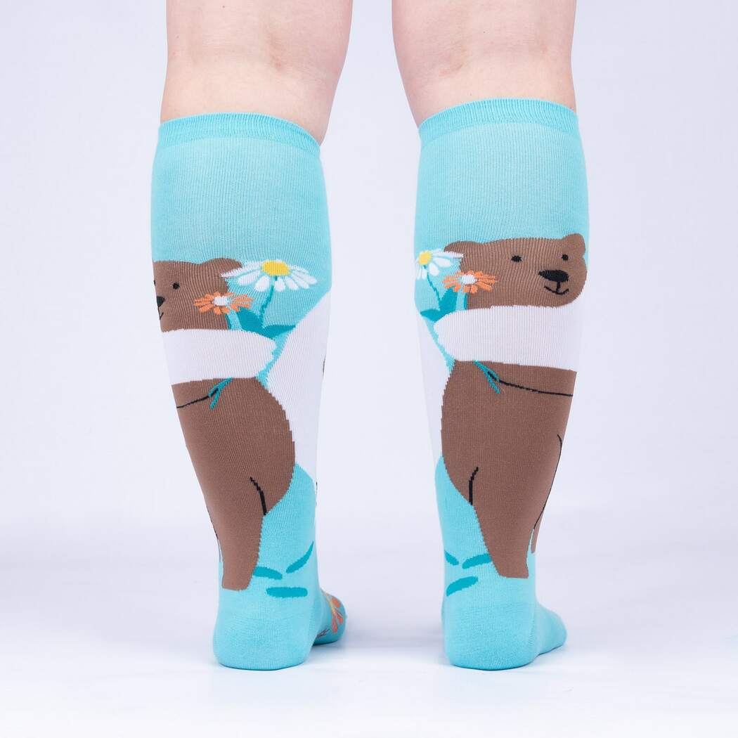 Beary Best Friends Knee High Socks - Fun Cartoon Animal Crew Socks for Women & Teens - Perfect for Cosplay, Gift Giving, and Everyday Fashion
