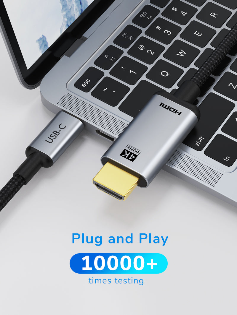 USB Type C to HDMI Cable 4K 60Hz - Thunderbolt 3 Compatible for MacBook Air, iPad Pro, Dell XPS - High Speed Video & Audio Transmission for Home Theater, Office Presentations & Gaming