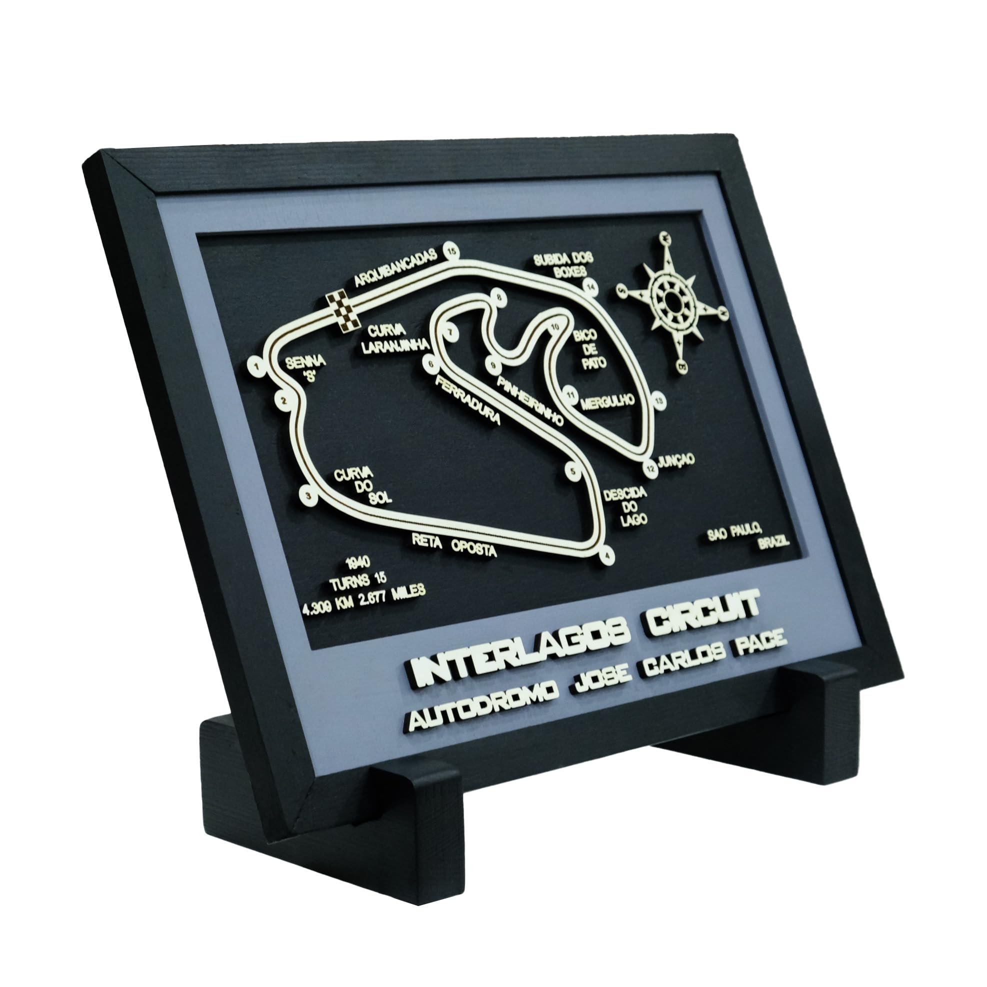 Handmade Wooden Formula 1 Race Track - Premium F1 Circuit Home Decor & Collectible Gift for Racing Fans (Interlagos) | Perfect for Man Cave, Office Decor & Birthday Presents