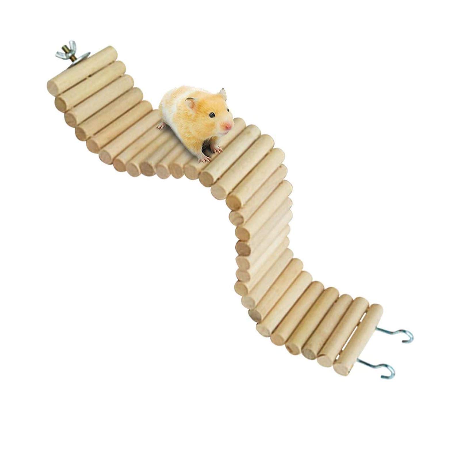 Natural Wooden Bendable Bridge & Ladder for Hamsters - Chew Toy & Hideout for Syrian, Dwarf Hamsters, Gerbils, Mice & Rats - Cage Climbing Ramp & Activity Accessory for Small Pets - Perfect for Playtime & Dental Health