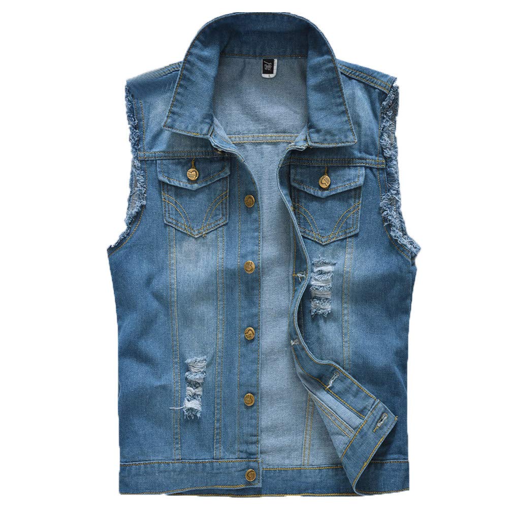 Men's Casual Cowboy Denim Vest Jacket - Stylish White Blouse for Western Fashion | Perfect for Rodeo, Country Music Festivals & Outdoor Adventures