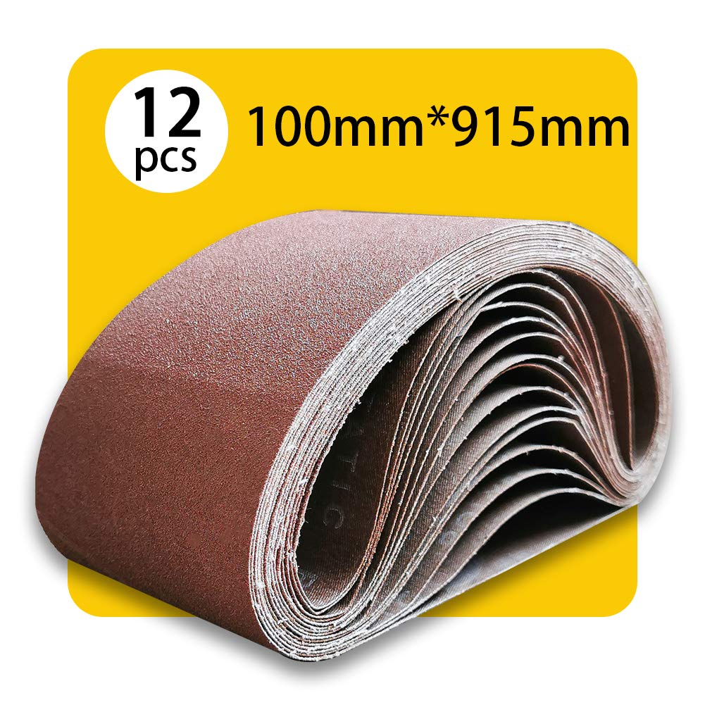 4 x 36 Inch 150 Grit Sanding Belts - Premium Aluminum Oxide Sandpaper for Belt Sanders - 12 Pack - Perfect for Woodworking, Metal Finishing & DIY Projects