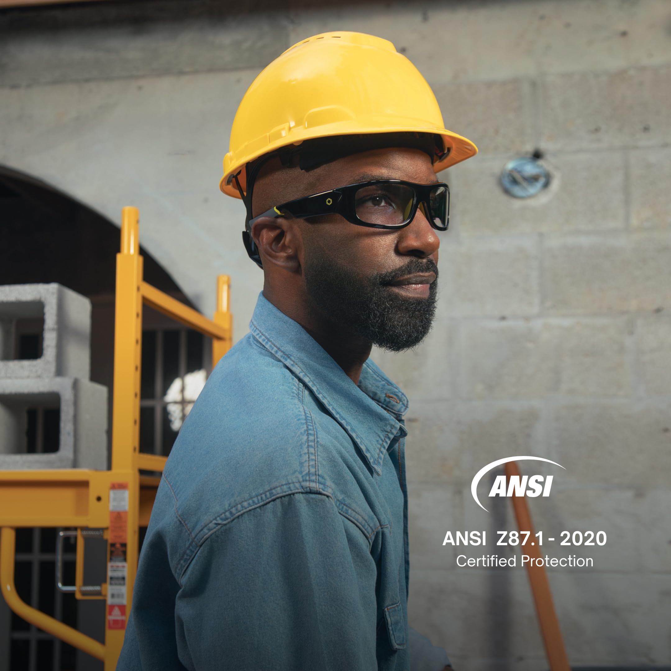 Lucyd Armor Smart Safety Glasses for Men & Women - TR90 Frame, Bluetooth Enabled with Light Adaptive Lenses, Open Ear Speakers & Microphone - ANSI Z87.1 Certified - Perfect for Construction, Cycling & Outdoor Activities