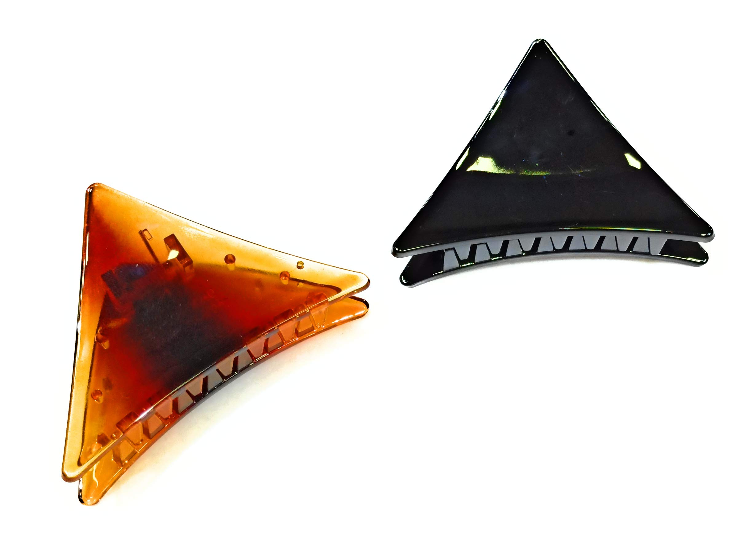 Fairytale Triangle Black/Brown Medium Korean Hair Clutch Clip/Claw (Set of 2) - Elegant Hair Accessories for Women, Perfect for Weddings, Parties & Everyday Styling