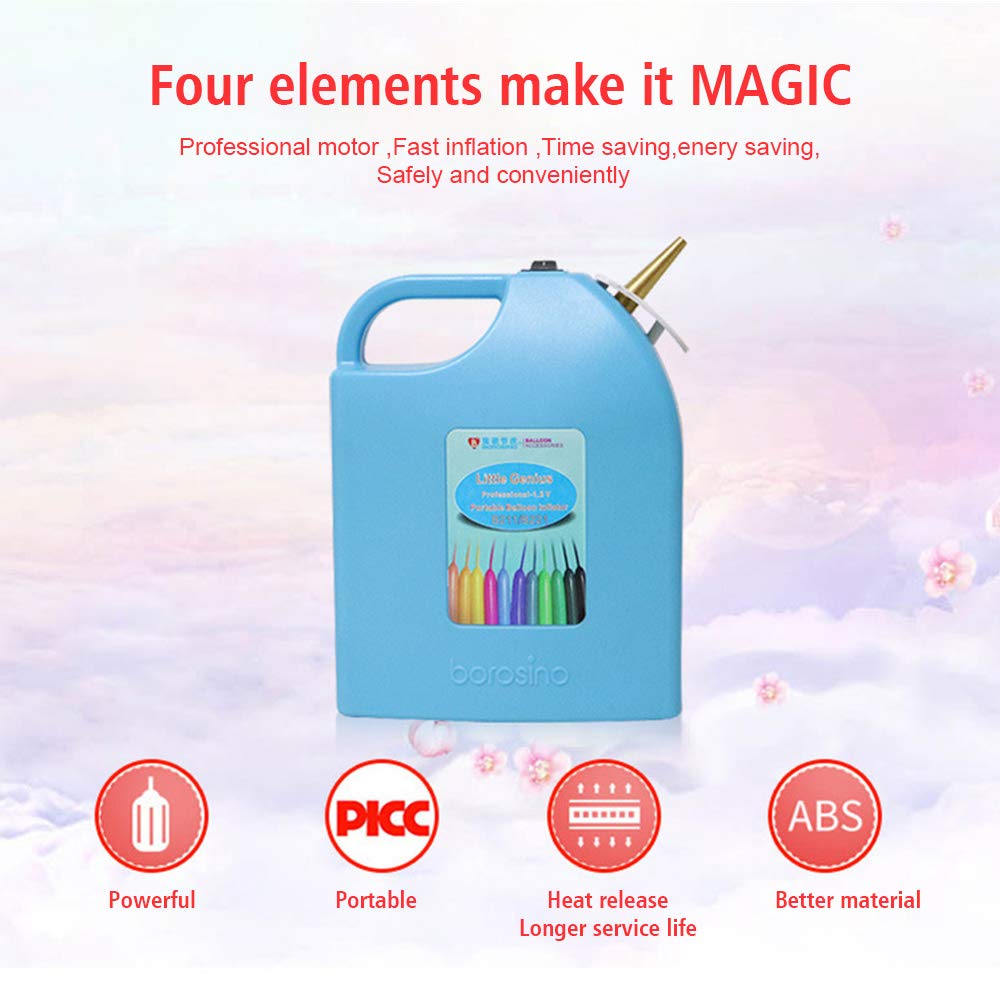 Rechargeable Electric Balloon Pump - Portable Balloon Inflator with Twisting & Modeling Function, Fast Air Blower for Birthday Parties, Baby Showers, Wedding Decorations & Holiday Events (Blue)
