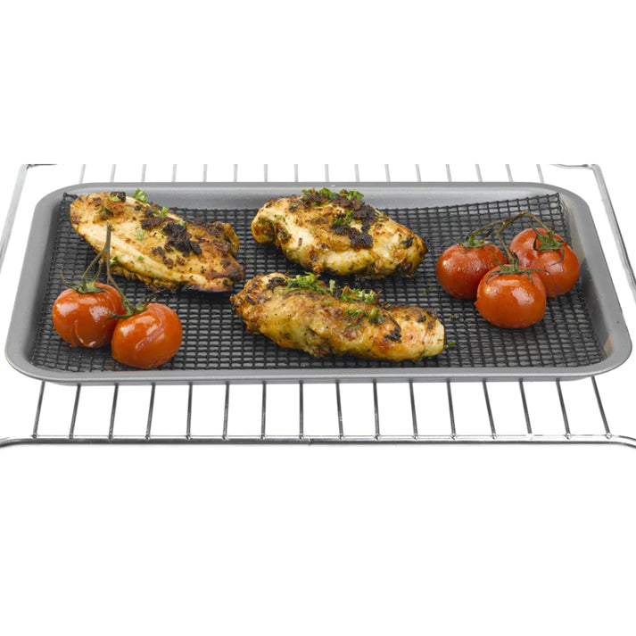 CookaMesh Black - Premium Stainless Steel Mesh Cooking Utensil for Grilling, Frying & Baking - Perfect for BBQ, Camping & Kitchen Use