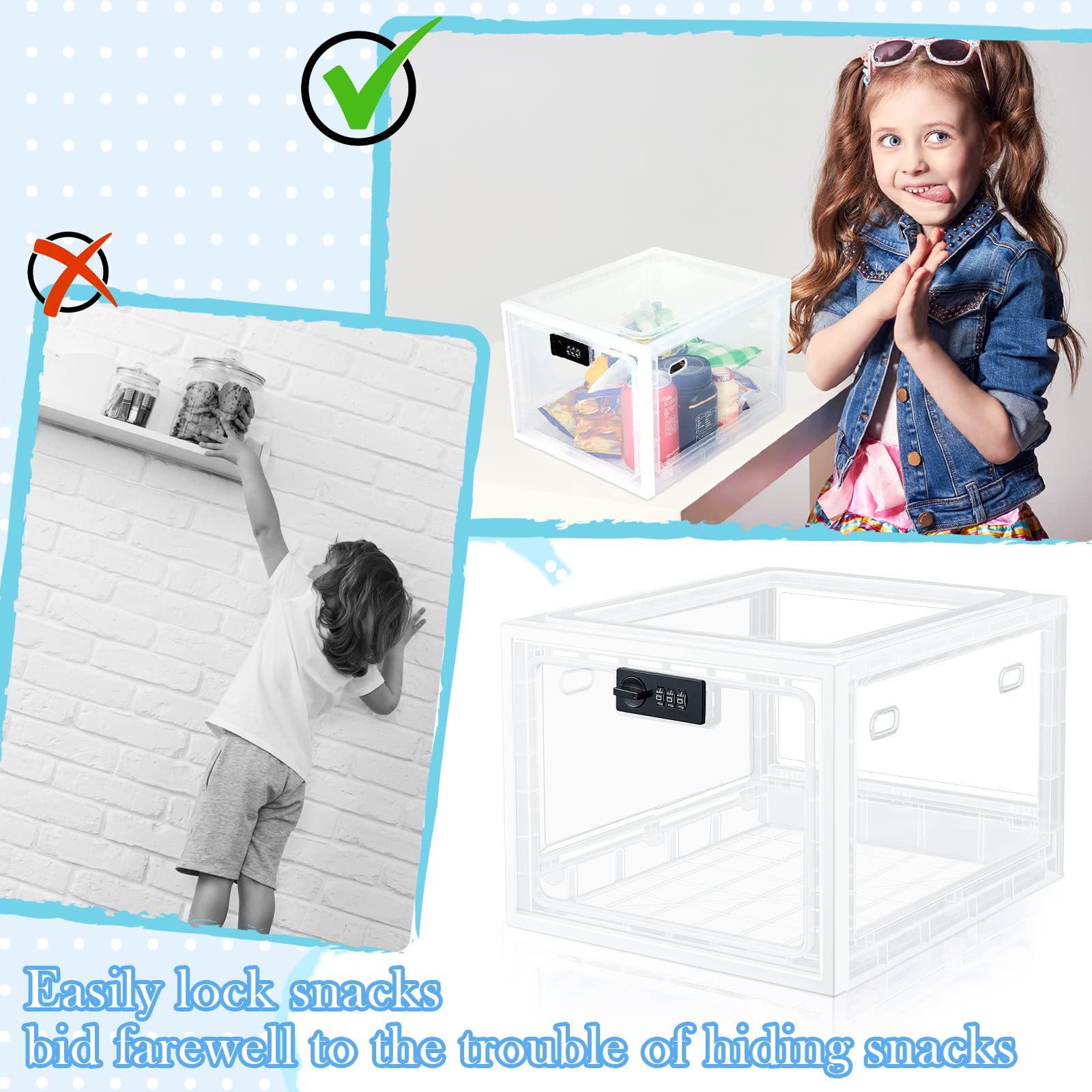 Juexica 2-Pack Large Clear Lockable Medicine Storage Box - 5L Secure Container for Medication, Food, Refrigerator Organization - Perfect for Home, Dorm, Office & Locker Storage - Transparent Design for Easy Identification