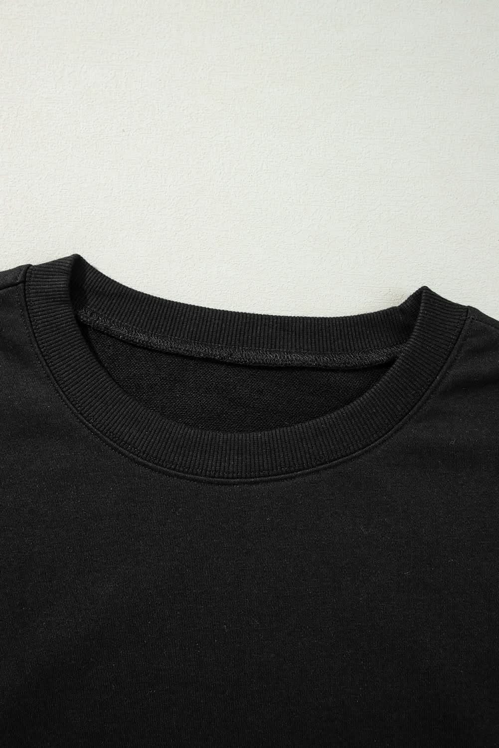 Stylish Black Drop Shoulder Sweatshirt for Women - Trendy Oversized Pullover for Casual Wear, Lounge & Street Style Fashion