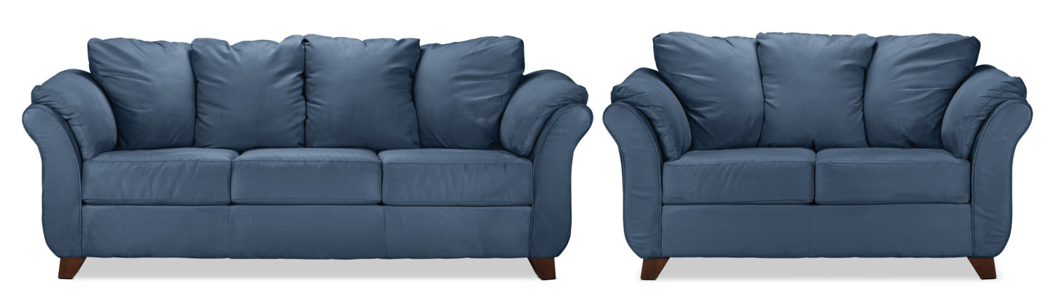 Cobalt Blue Collier Sofa and Loveseat Set - Modern Living Room Furniture for Small Spaces | Perfect for Apartments, Condos & Cozy Homes