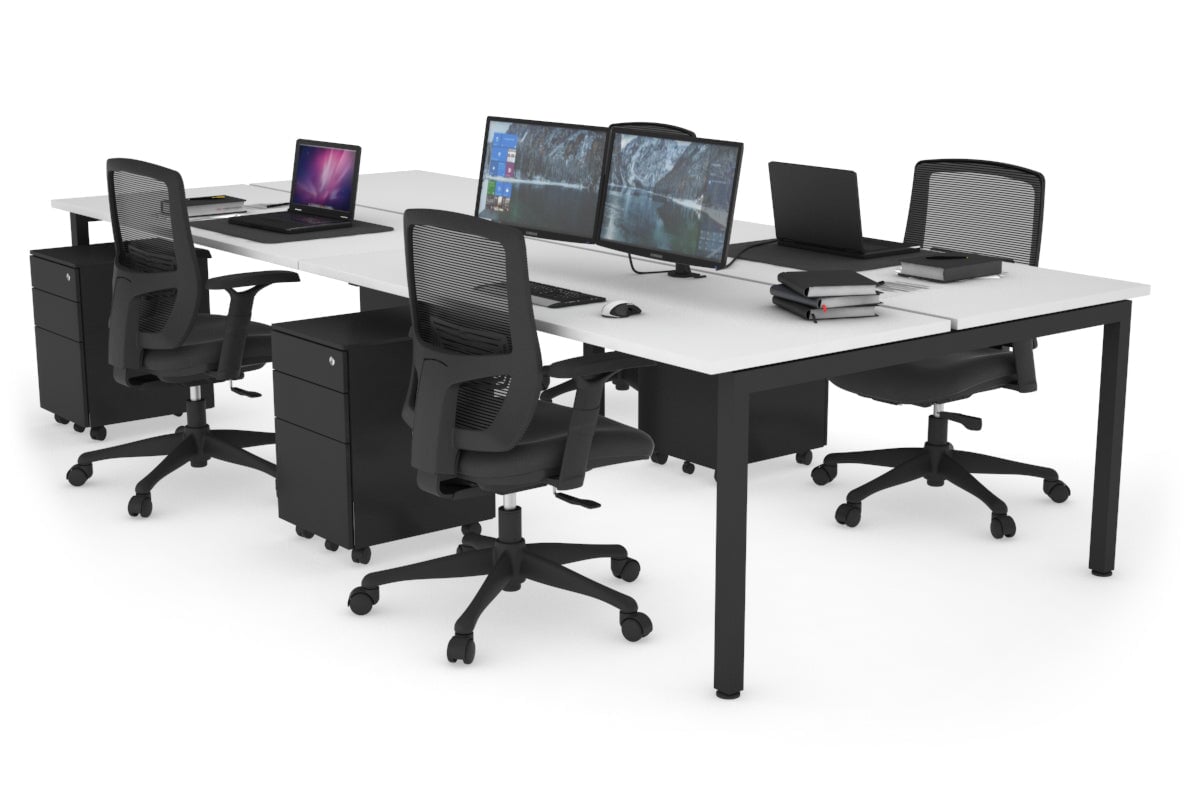 Quadro Square Legs 4-Person Office Workstation Desk - 1800mm x 700mm (71