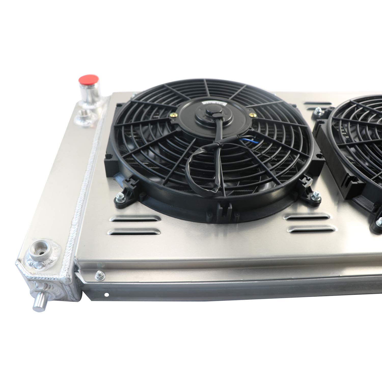 High-Performance All-Aluminum Radiator for 1996-2005 Chevy S10 Blazer C1500 Truck, GMC Sonoma, Jimmy, Isuzu Hombre & Oldsmobile Bravada - 3 Row Cooling System with Shroud, Fans & Relay - Perfect for Off-Roading, Towing & High-Temperature Conditions