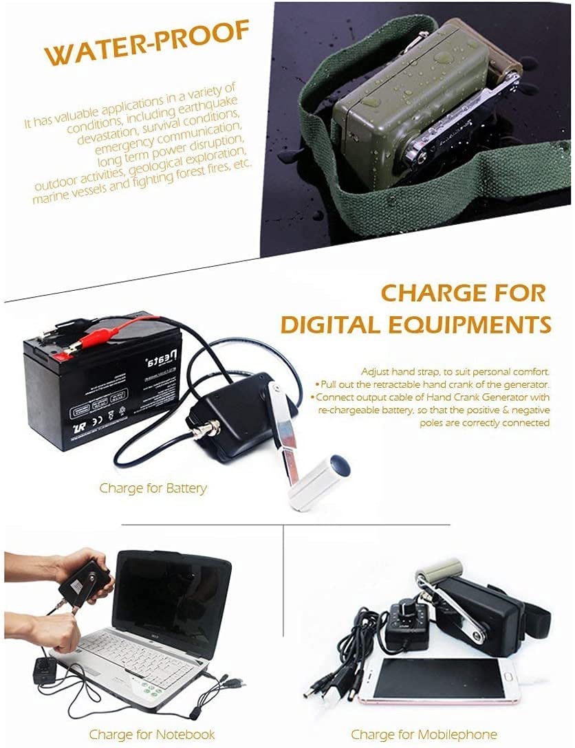 30W Hand Crank Generator with DC Converter - Portable 0-28V Dynamo Charger for Phones, Laptops & Emergency Power - Camping, Outdoor & Off-Grid Use - Black