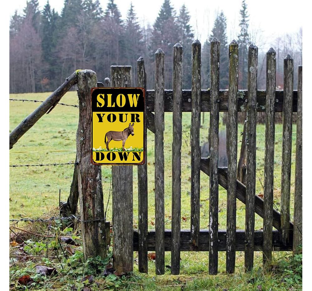 Funny Retro Metal Slow Down Sign - Durable 8x12 Inch Outdoor Road Sign for Neighborhood Safety - Perfect for Humorous Traffic Control & Decorative Yard Art