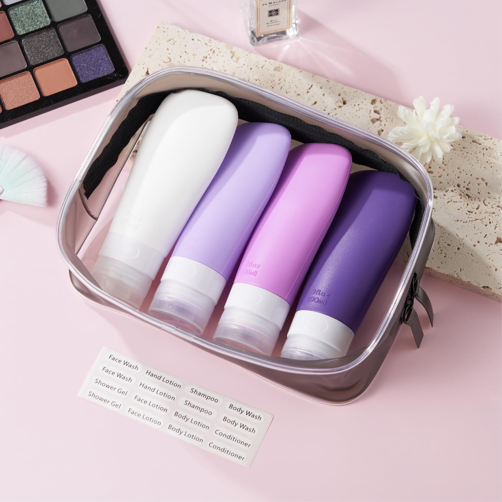INSFIT 4-Pack TSA Approved Leak Proof Travel Bottles - BPA Free Refillable Toiletry Containers for Shampoo, Body Wash & Liquids | Portable Travel Accessories for Vacation, Gym & Airplane Carry-On