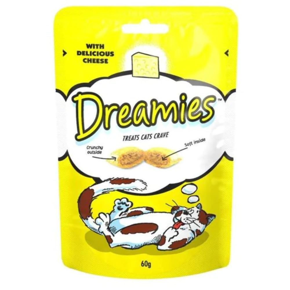 Dreamies Cheese Cat Treats - 60g, Irresistible Cheesy Flavor for Cats - Perfect for Training, Rewarding & Bonding with Your Feline Friend