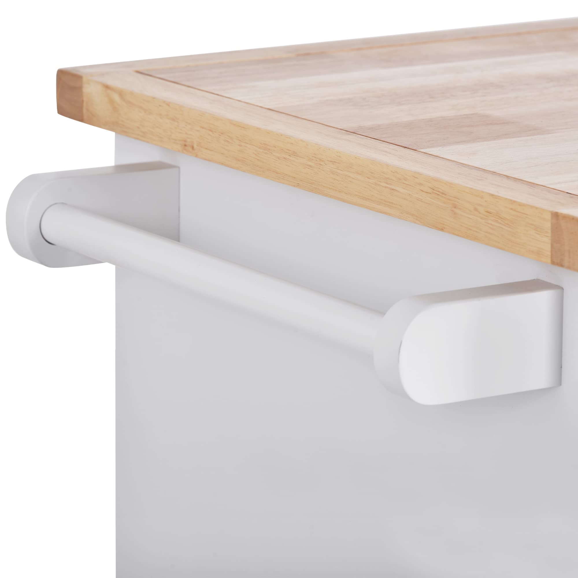 Goujxcy White Rolling Kitchen Island Cart with Lockable Casters, Adjustable Shelves, Drawers & Cabinets for Storage, Mobile Kitchen Cart for Small Spaces, Dining Room & Apartment Use (A1-Brown2)