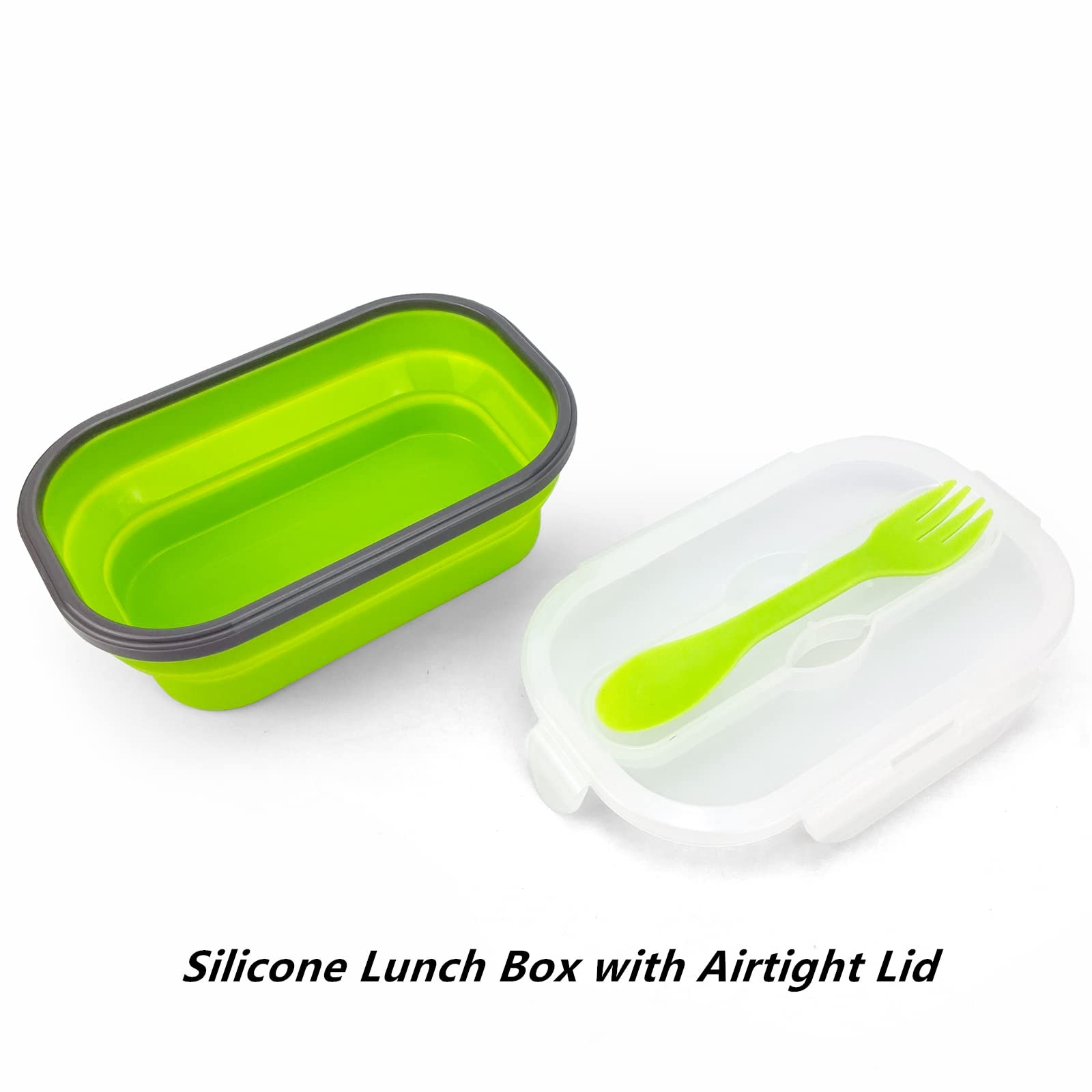 Eco-Friendly Collapsible Silicone Lunch Box - 800ML Leak-Proof Bento Container with Airtight Lid & Fork - Perfect for Office Lunch, School, Picnics, Camping & Meal Prep - Reusable Food Storage Container