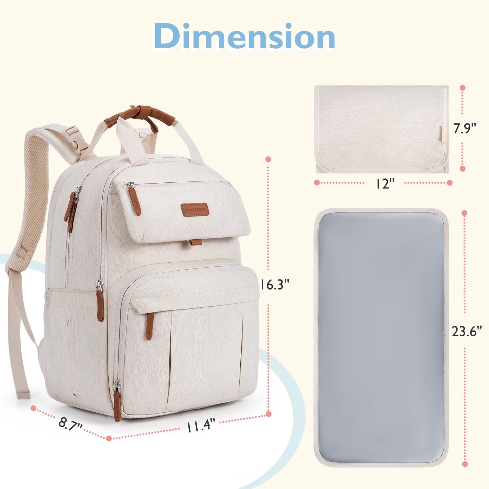 Mommore Expandable Diaper Backpack for Twins - Large Waterproof Baby Bag with Changing Pad | Durable Travel Backpack for Parents | Perfect for Daycare, Air Travel & Family Outings