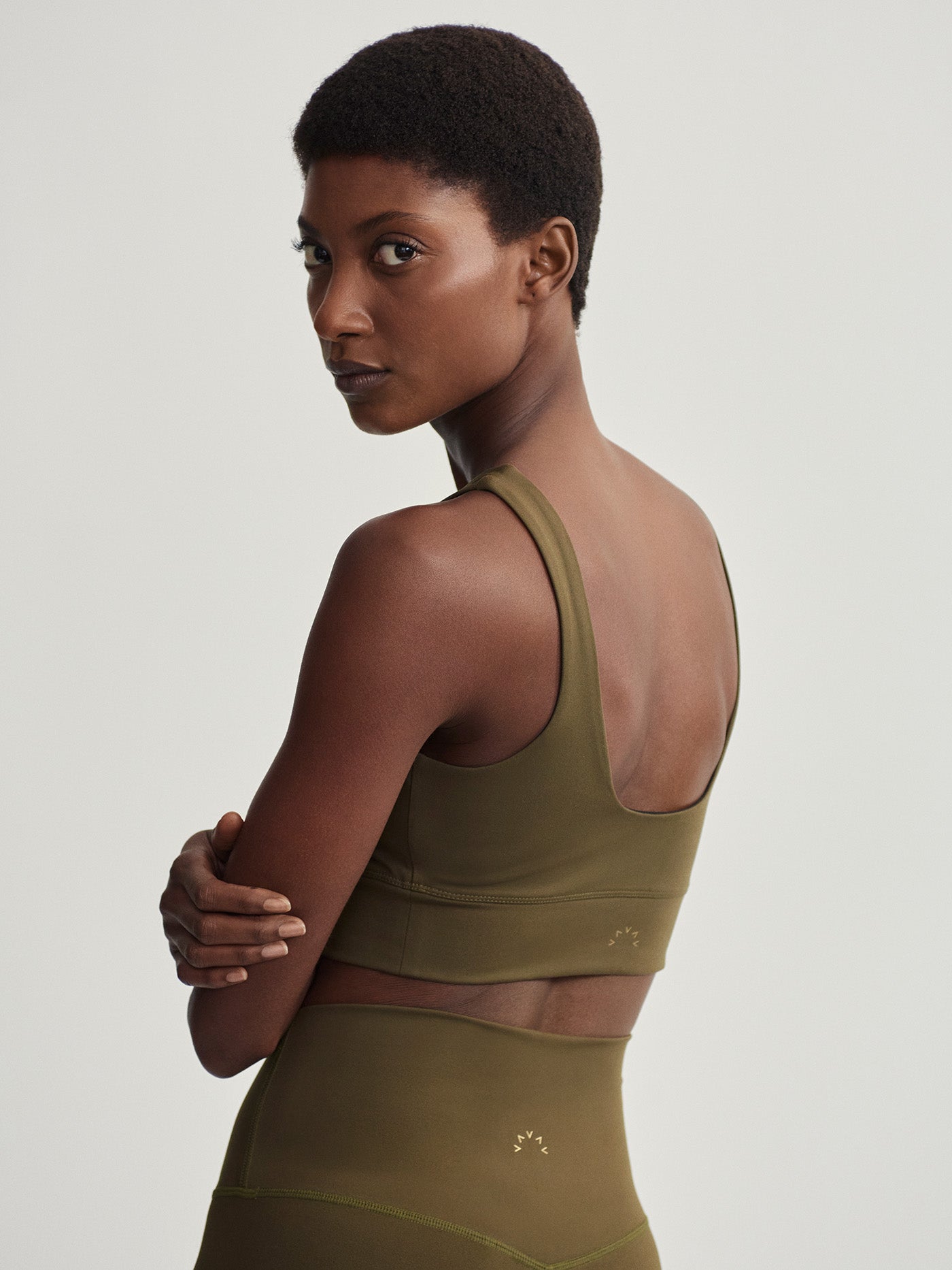 Varley Freesoft Cori Bra - Dark Olive Green Sports Bra for Women | Yoga, Running & Gym Workouts