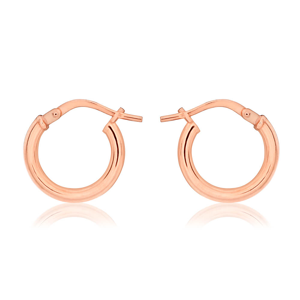 9ct Rose Gold Silver Filled 10mm Hoop Earrings for Women - Classic Dainty Everyday Jewelry Gift for Her - Perfect for Work, Date Night & Special Occasions