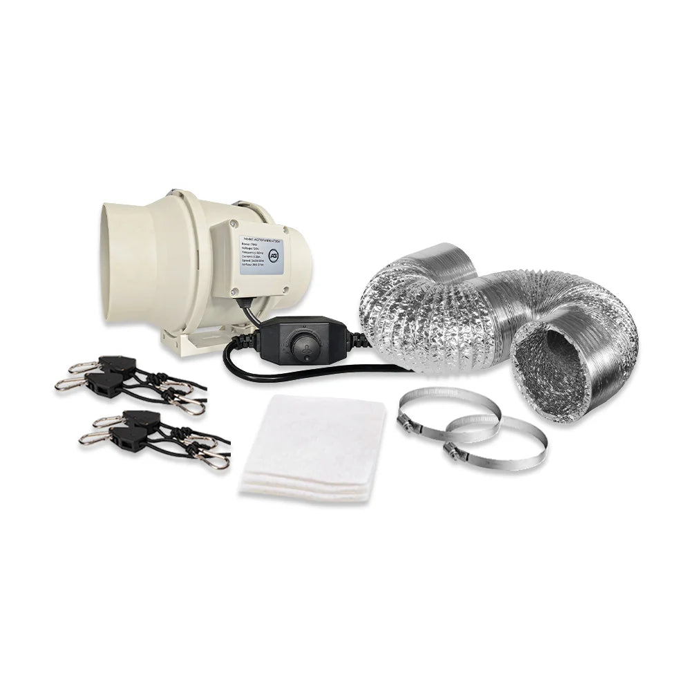 Active Grow Walden White 6 Mushroom Ventilation & Air Filtration Kit - High Efficiency Grow Tent Air Circulation System for Indoor Hydroponics & Greenhouse Gardening