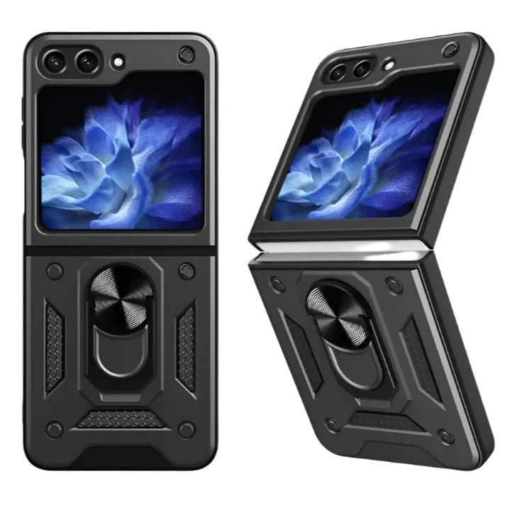 Samsung Galaxy Z Flip 6 Magnetic Car Mount Case with Ring Holder - Protective Armor Cover for Secure Phone Mounting While Driving