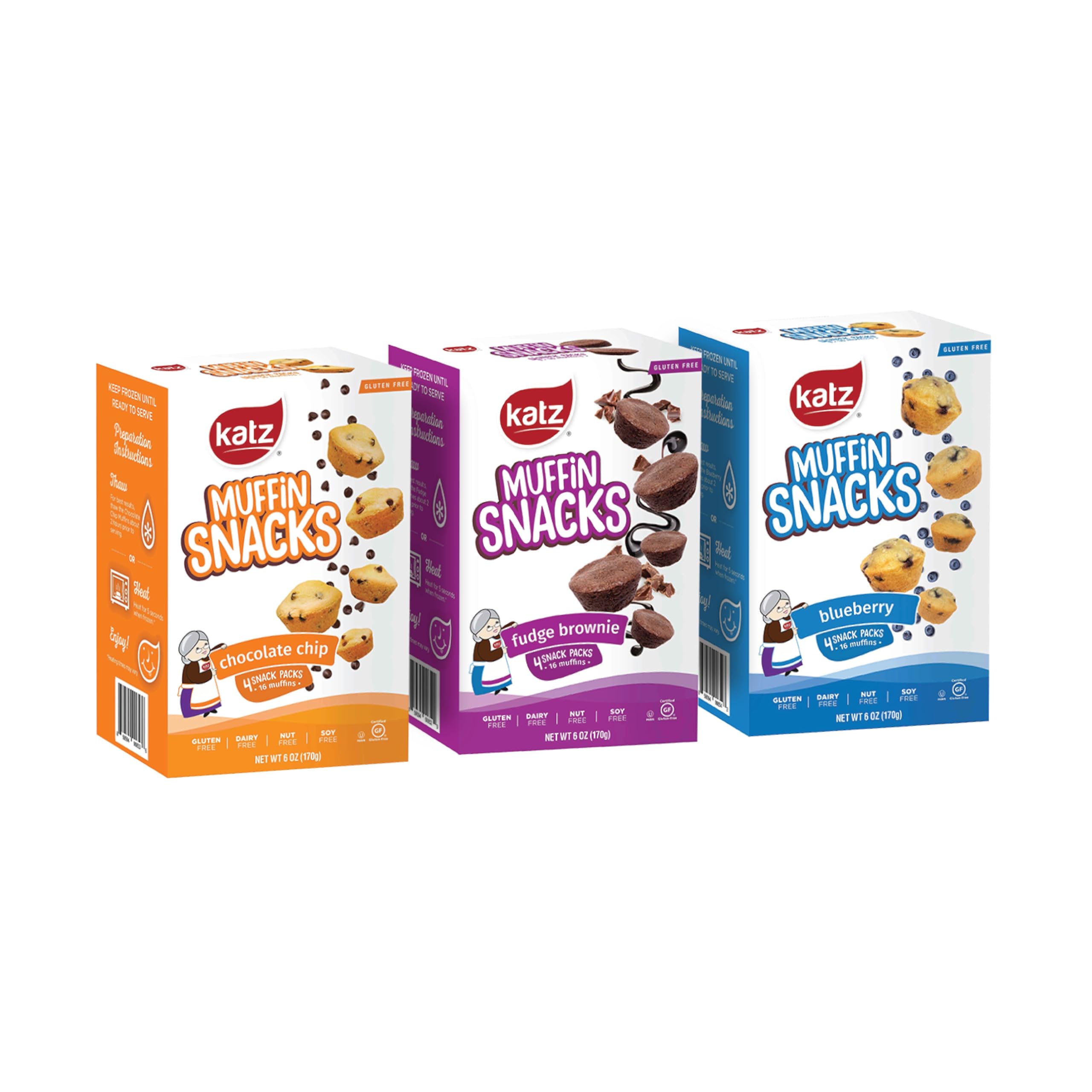Katz Gluten Free Muffin Snack Variety Pack - 12 Muffins (3 Packs of 4) | Dairy Free, Nut Free, Soy Free, Kosher Certified | Perfect for School Lunches, Office Snacks & On-the-Go Breakfast