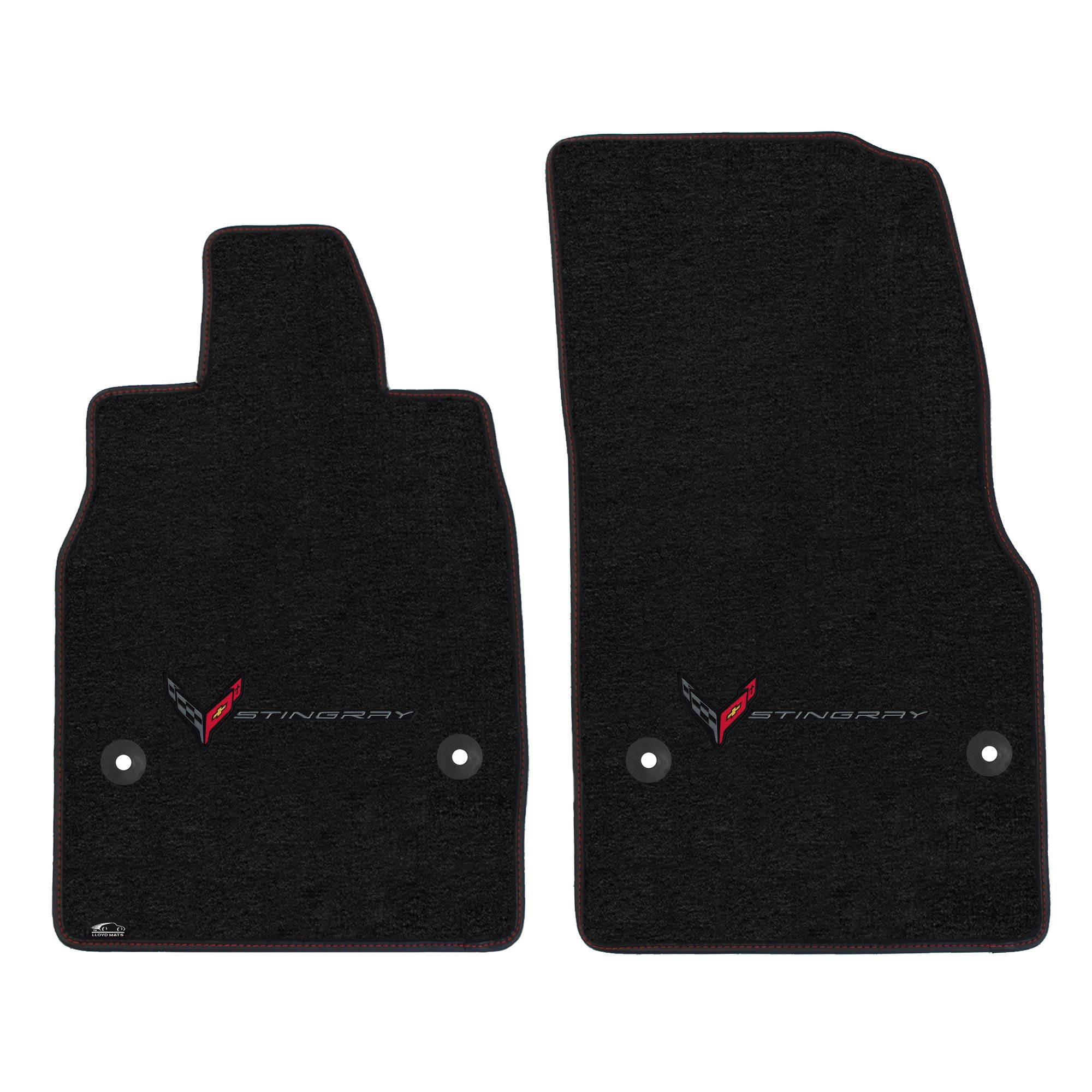 Premium Custom-Fit Carpeted Floor Mats for Corvette C8 2020-2024 - Luxury Car Floor Liners (2PC Combo with Carbon Stingray Logo, Charcoal) - Perfect for Daily Driving & Car Shows