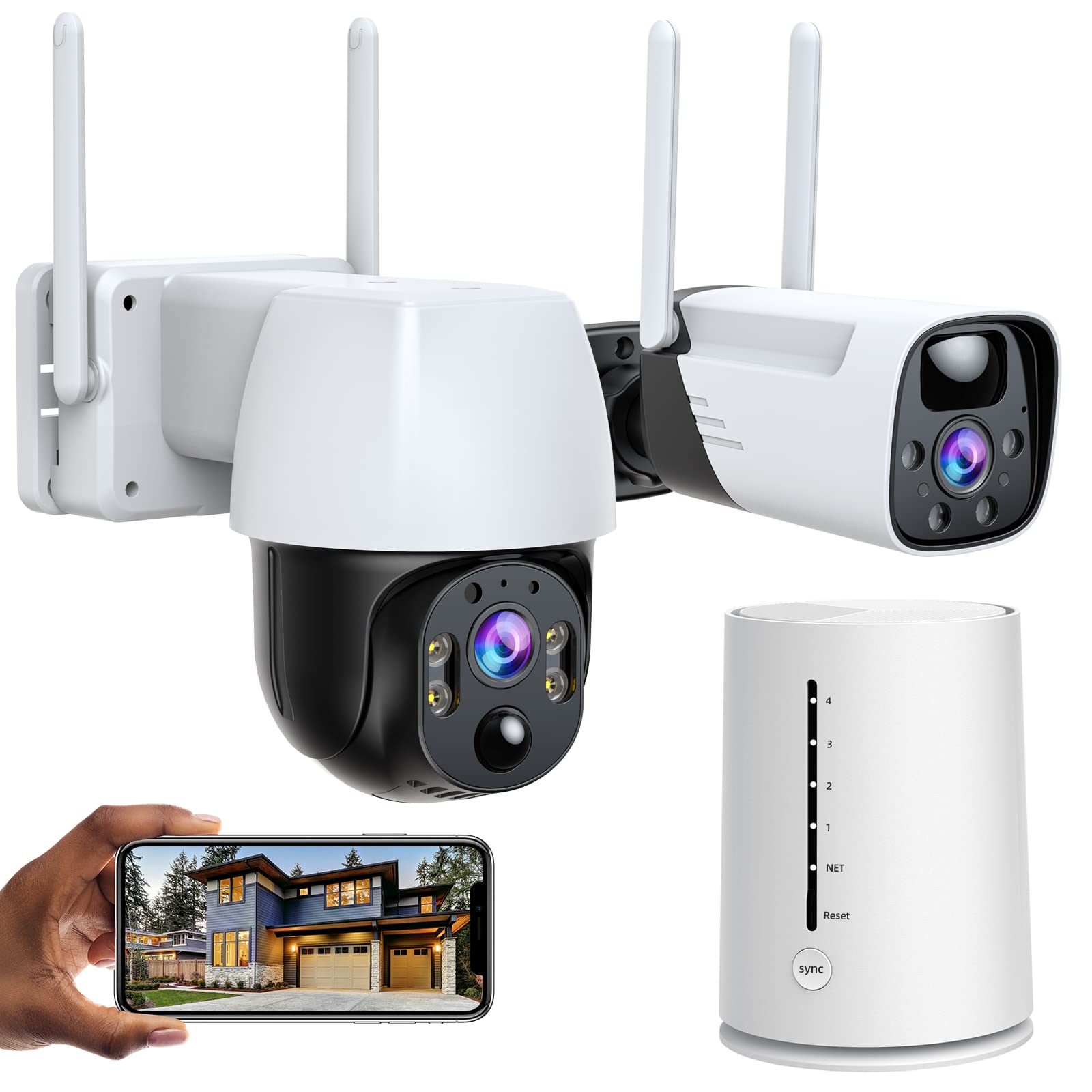 4MP Wireless Security Camera System with 2-Way Audio & Color Night Vision - 100% Battery Powered, IP66 Waterproof, PIR Motion Detection, SD/Cloud Storage (No Monthly Fee) - Ideal for Home, Business & Outdoor Surveillance - 2-Camera Kit