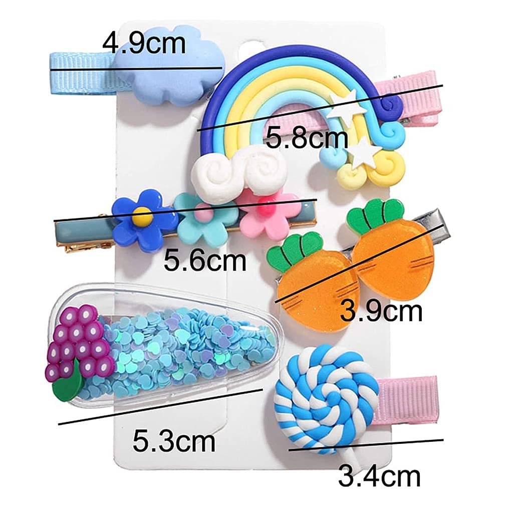12 PCS Cute Hair Clips for Baby Girls - Unicorn, Ice Cream, Cartoon, Rainbow, Flower & Animal Hair Barrettes | Hair Accessories for Toddlers & Kids | Perfect for School, Parties & Daily Styling