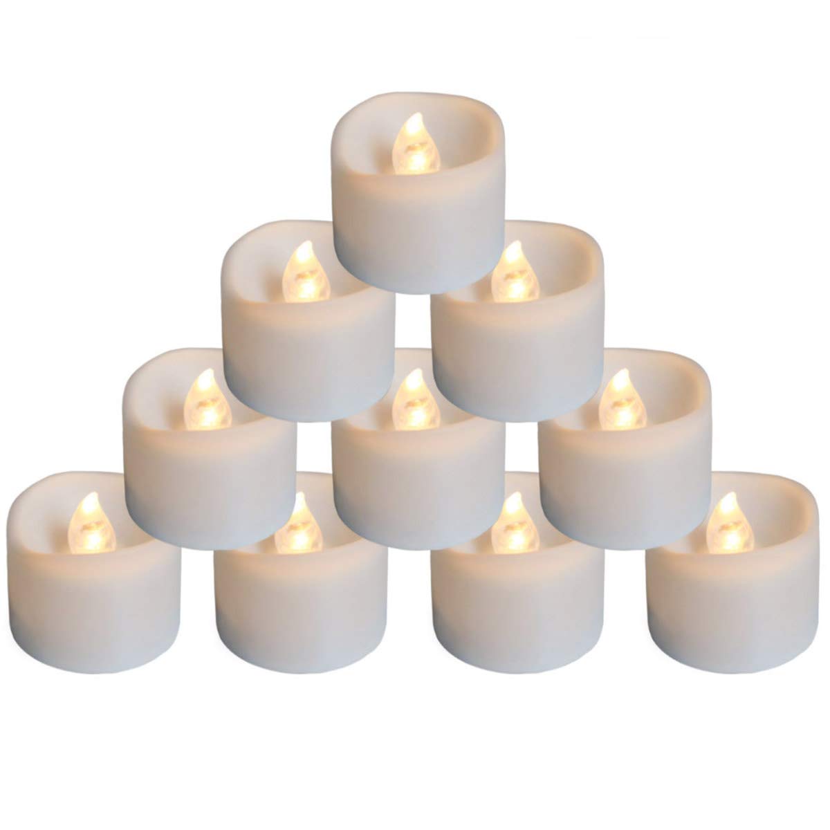 Youngerbaby 12-Pack Warm White Battery Operated LED Tea Lights - Flickering Flameless Candles for Votive, Centerpieces, Wedding, Party & Home Decor - Perfect for Romantic Dinners, Holiday Displays & DIY Crafts