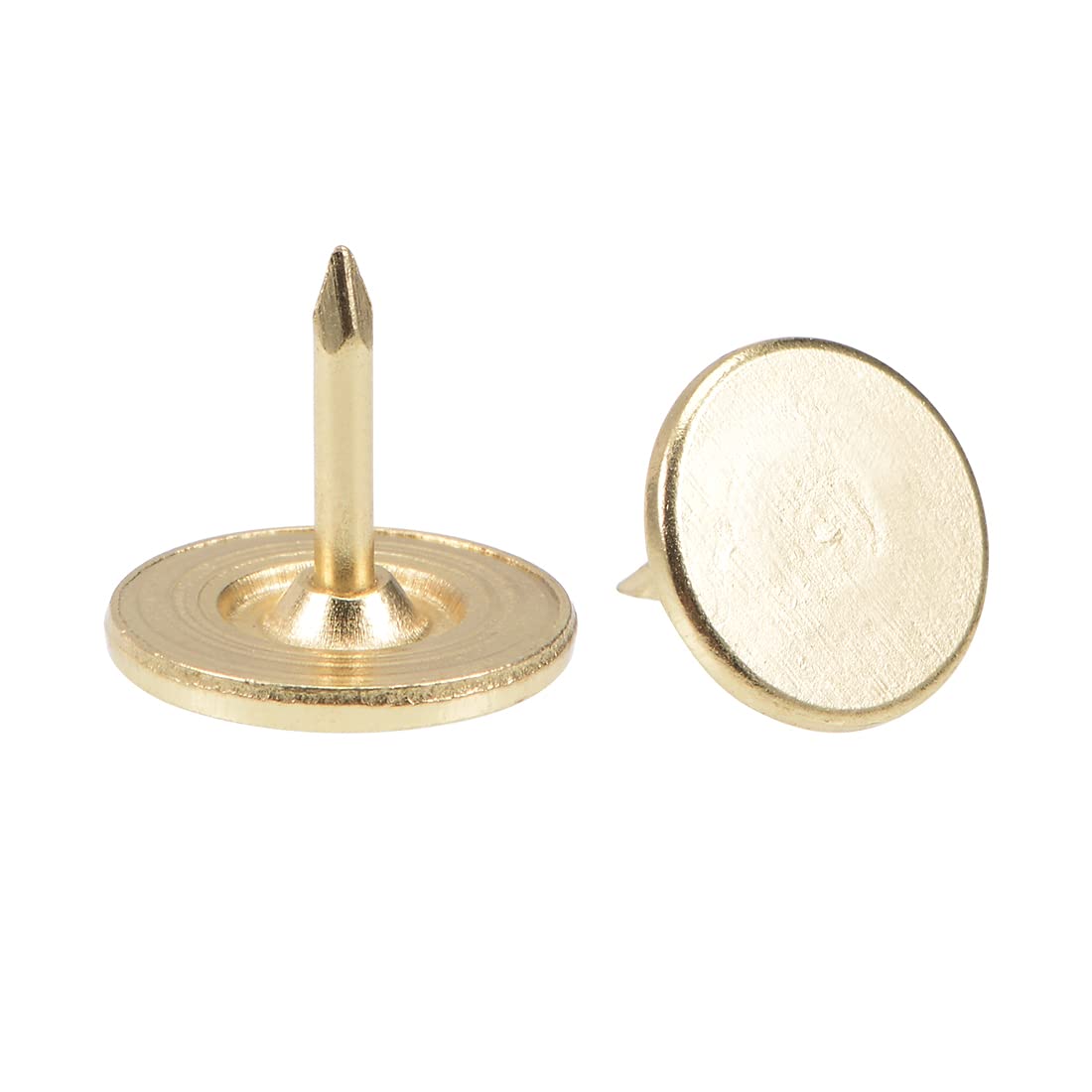 uxcell 100 Pcs Gold Tone Upholstery Nails Tacks 11mmx10mm Flat Head Furniture Nails for Sofa, Headboard, DIY Home Decor & Upholstery Projects - Perfect for Furniture Repair and Decorative Accents