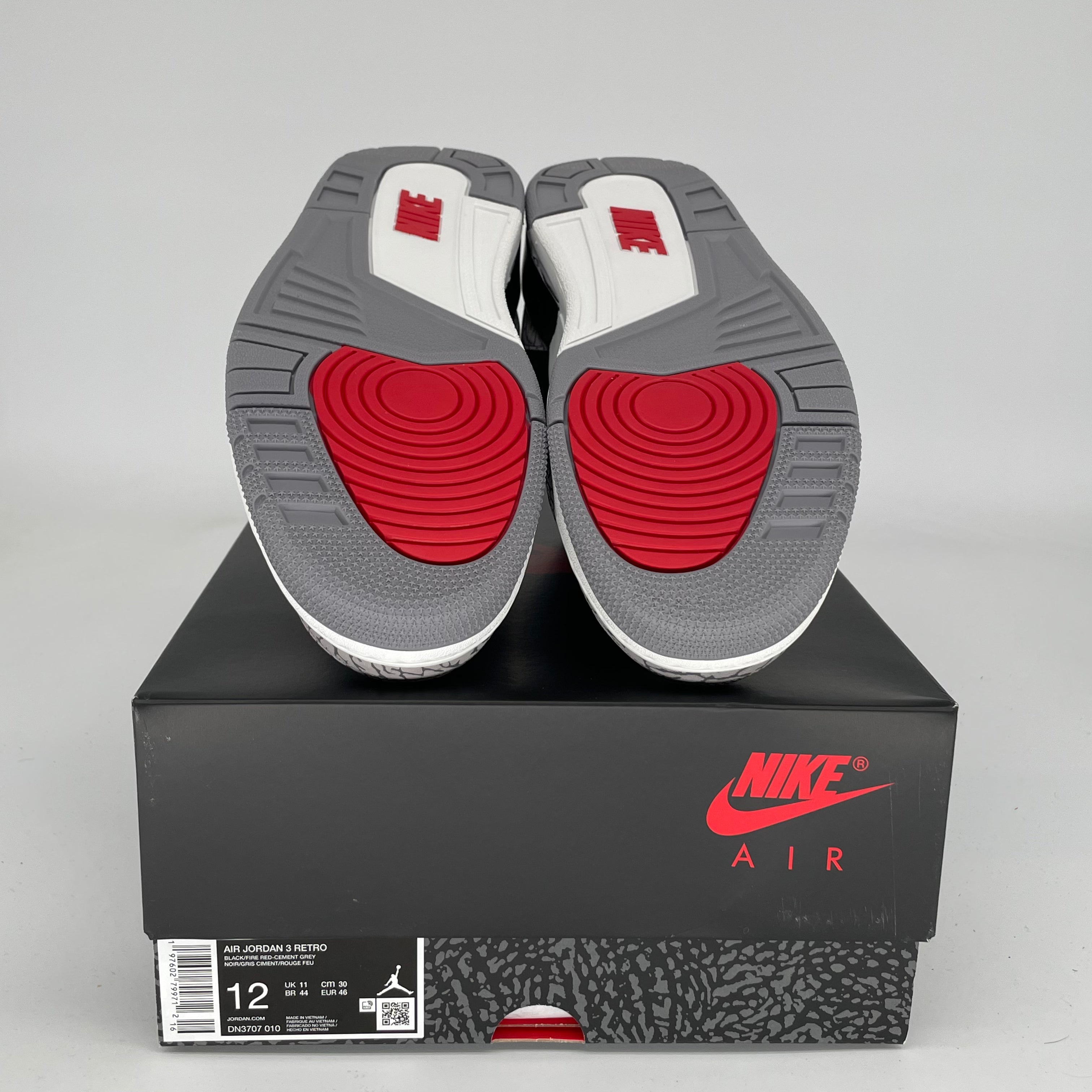 Original Air Jordan 3 Black Cement Reimagined Men's Basketball Shoes - Size 12 (DN3707-010) | Retro Sneakers for Streetwear & Casual Outfits