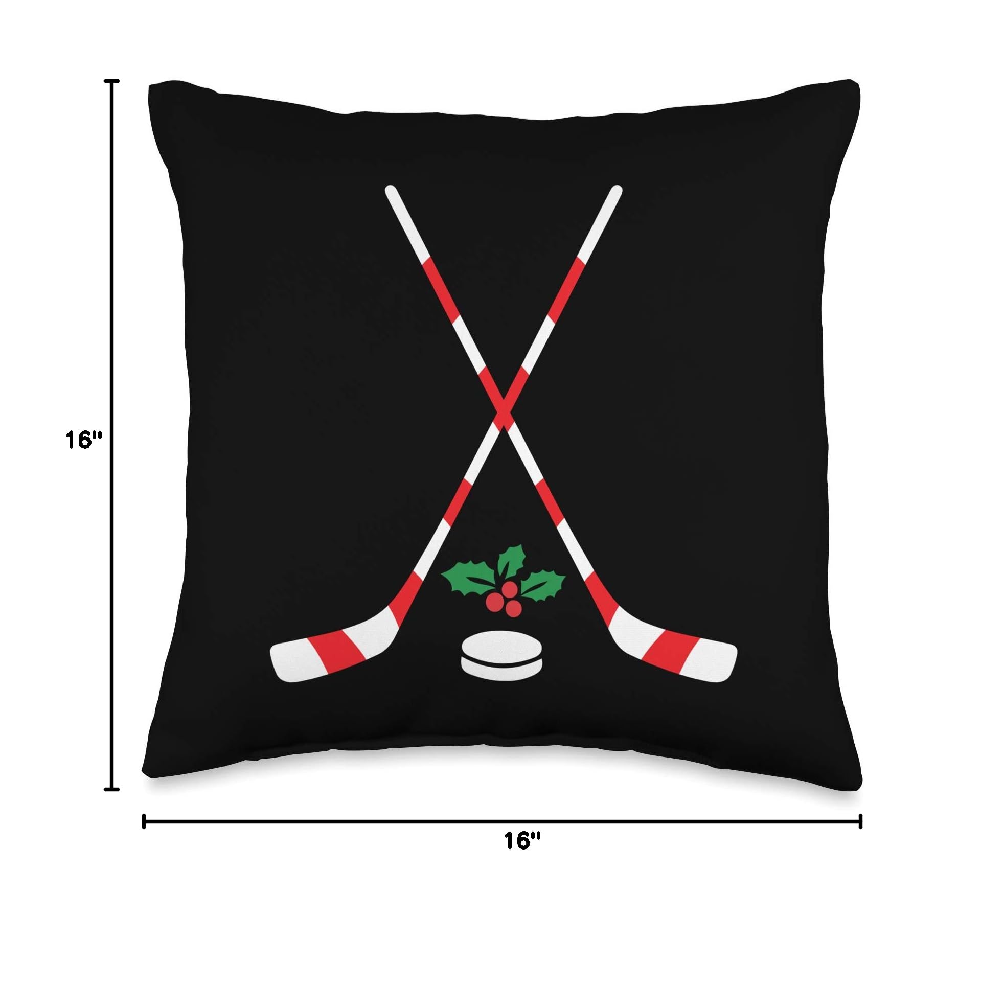 Ice Hockey Christmas Gift - Candy Cane Hockey Stick Throw Pillow for Hockey Fans | Perfect for Home Decor, Sports Themed Bedroom & Cozy Holiday Gifts