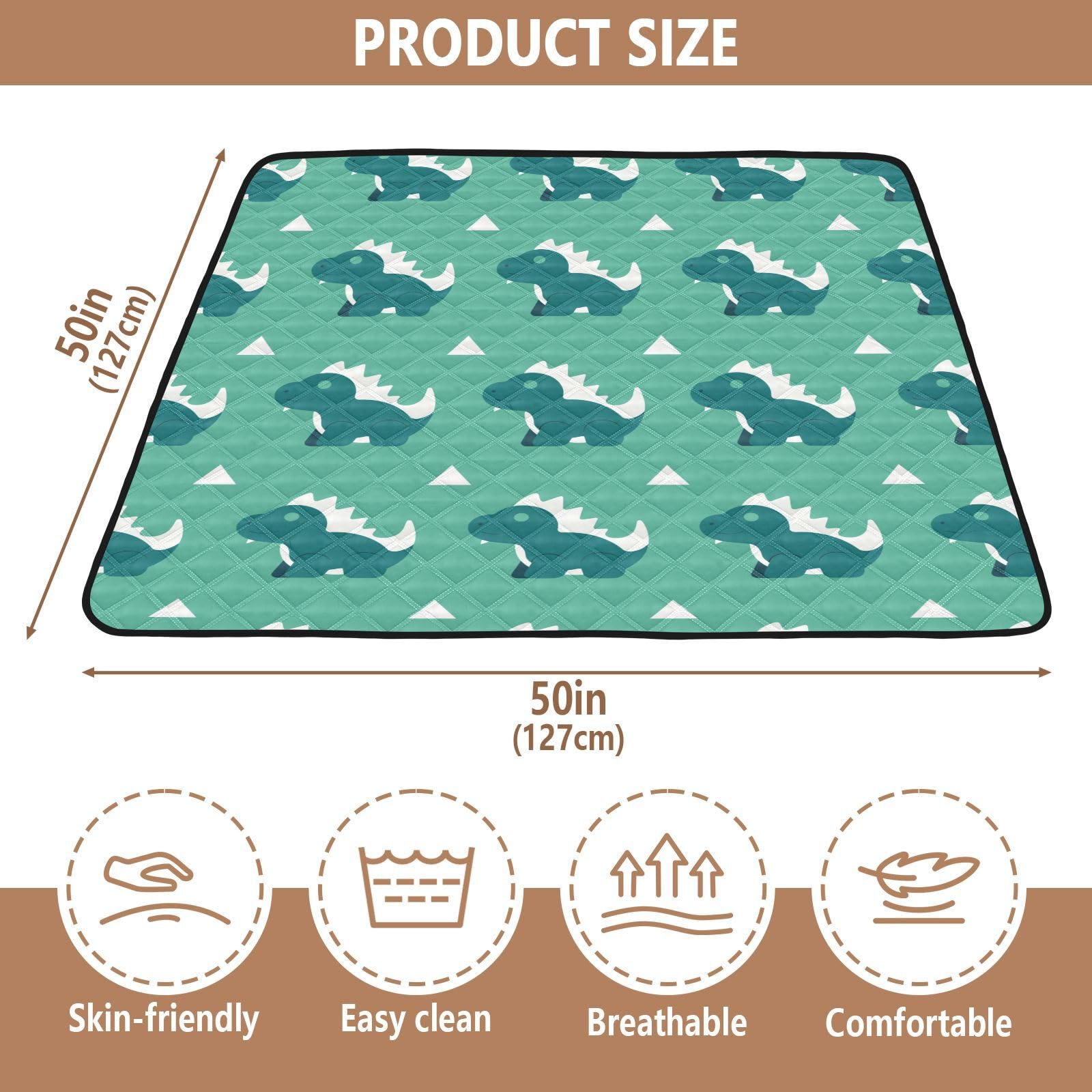 Non-Toxic Baby Playmat - Soft Thick Dinosaur Floor Mat for Toddlers, 50