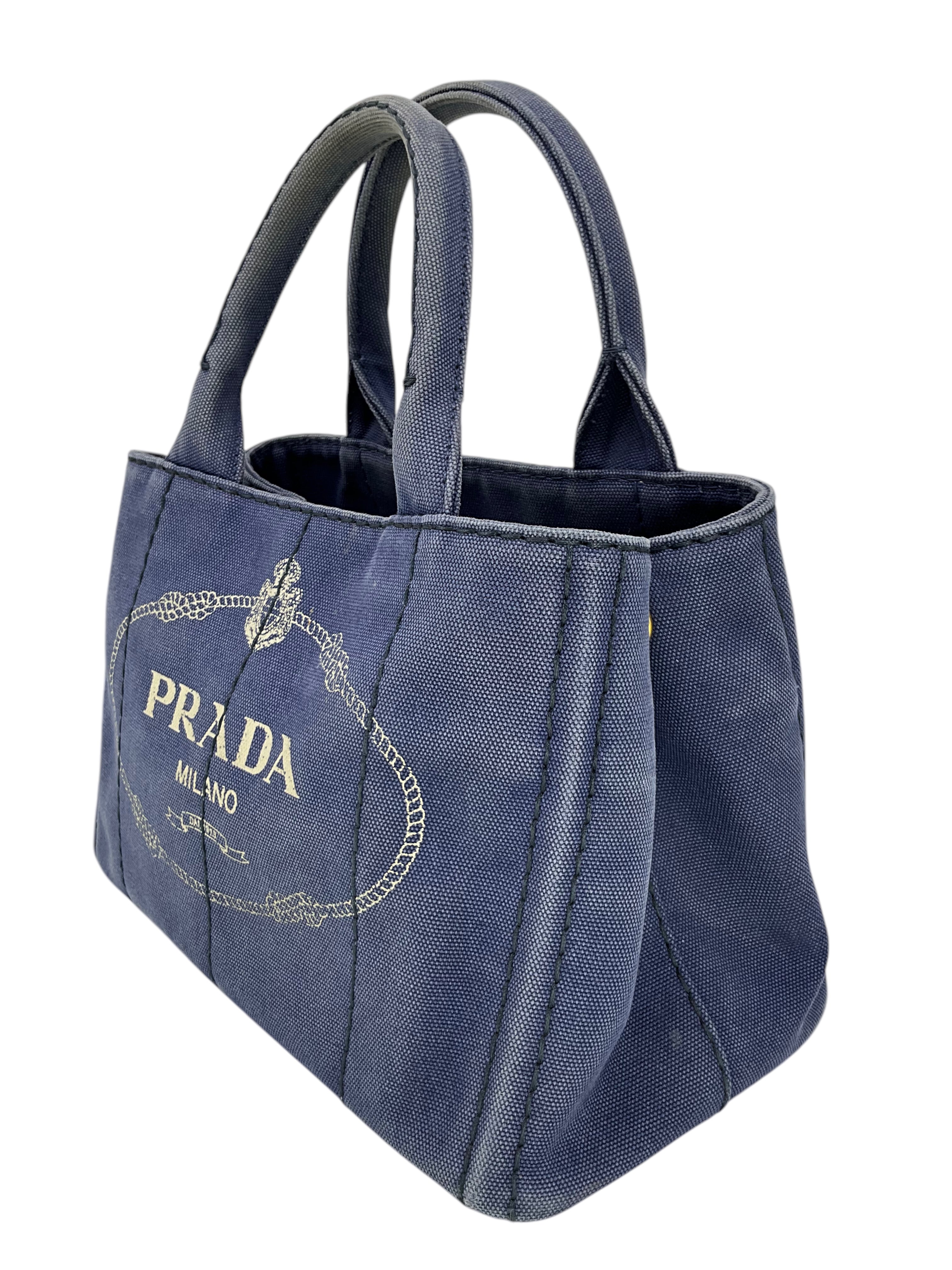 PRADA Canapa Convertible Canvas Small Tote Bag - Luxury Designer Handbag for Women | Perfect for Work, Travel & Everyday Use